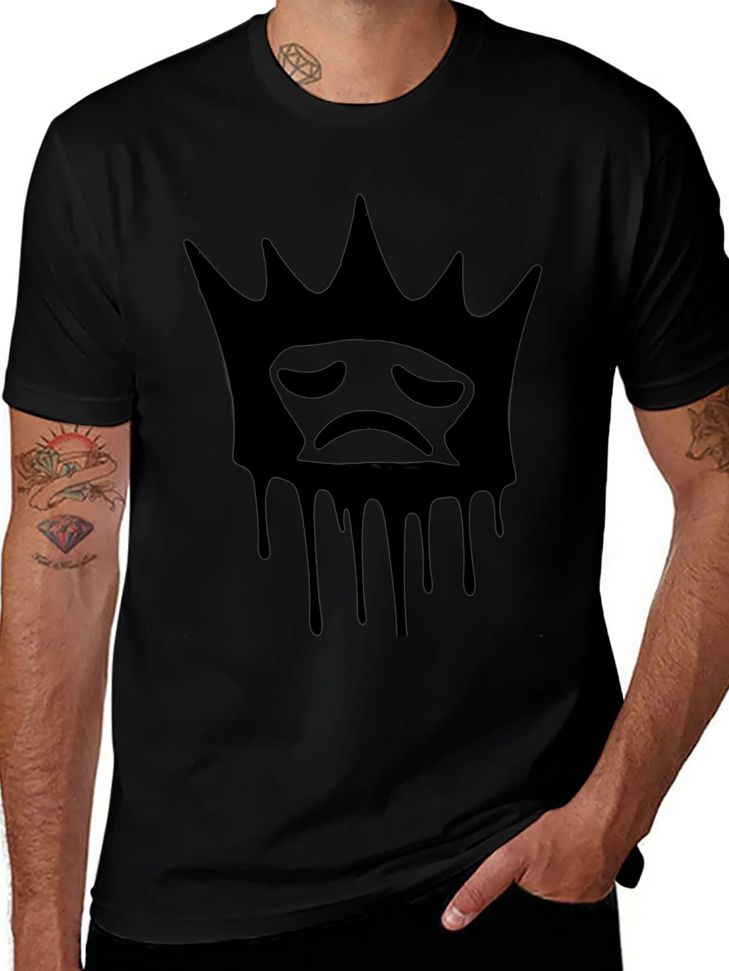 Sad King Dripping Crown T-Shirt - Black