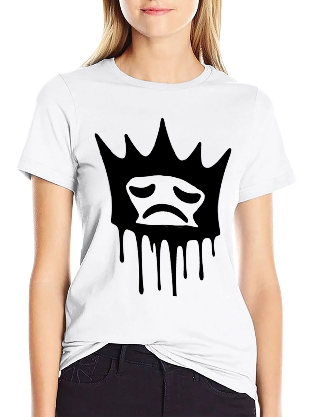 Sad King Dripping Crown T-Shirt - Black