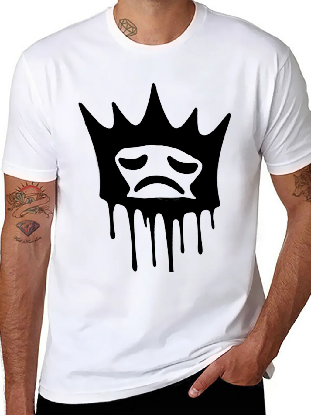 Sad King Dripping Crown T-Shirt - Black
