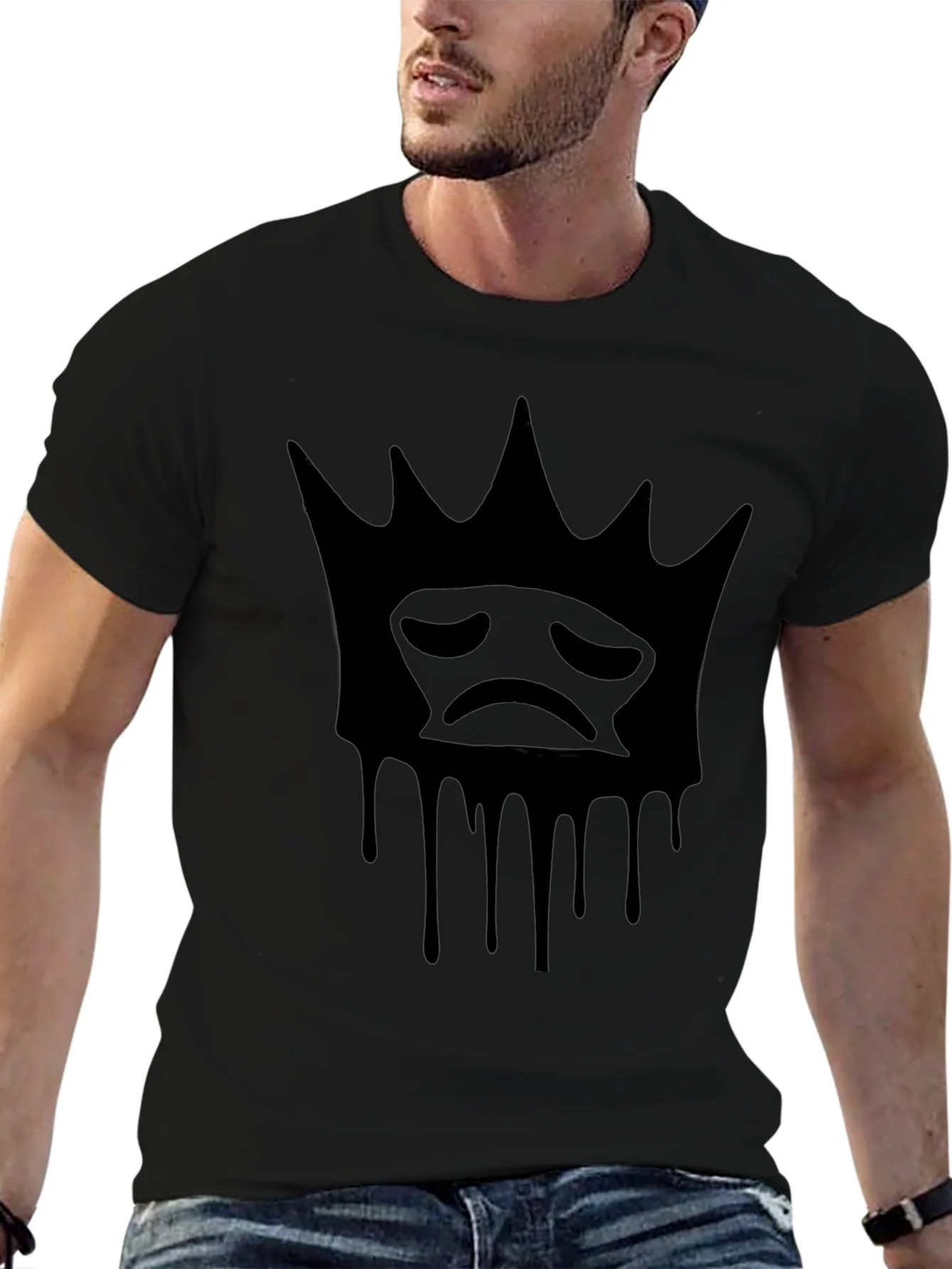 Sad King Dripping Crown T-Shirt - Black