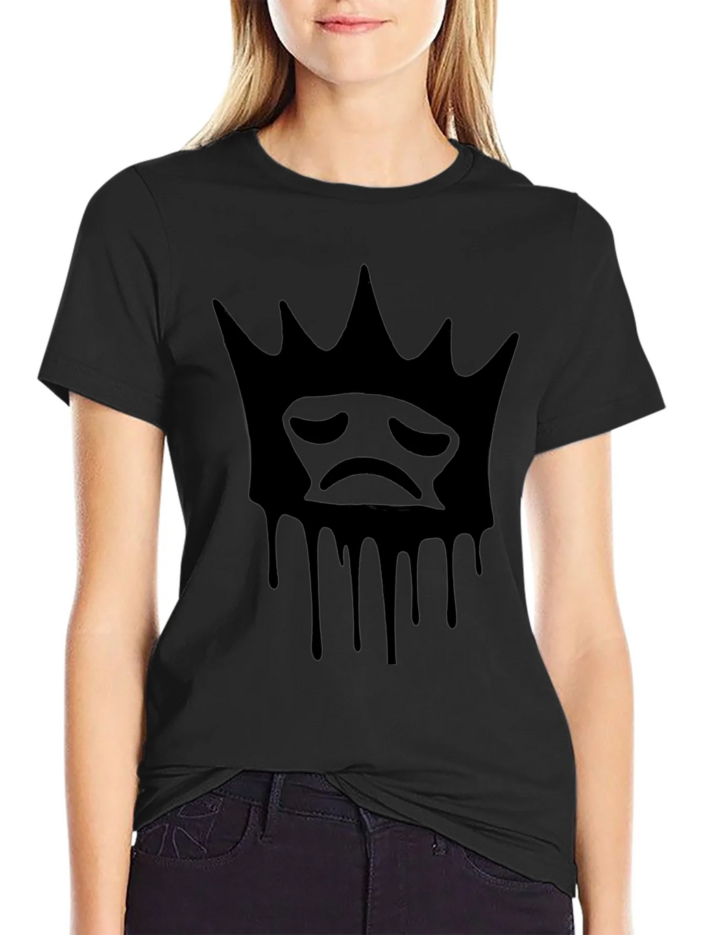 Sad King Dripping Crown T-Shirt - Black