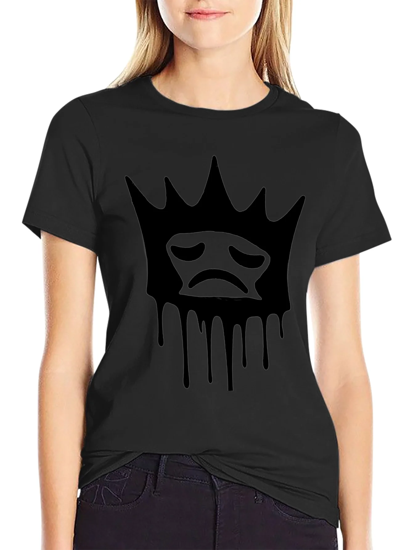 Sad King Dripping Crown T-Shirt - Black