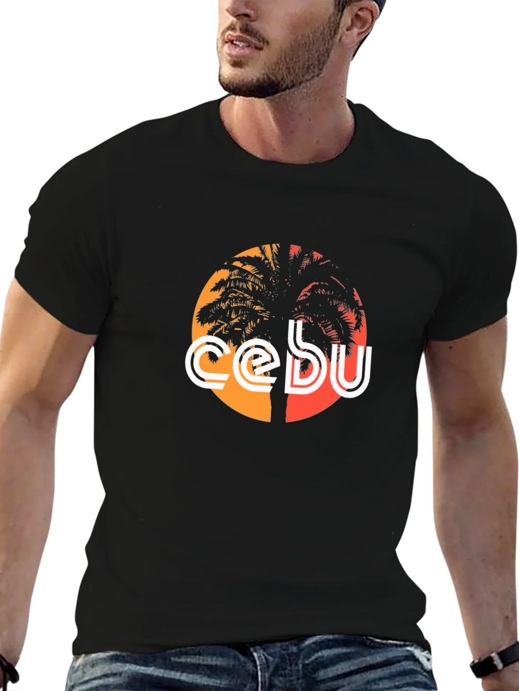 Cebu Palm Tree Graphic Tee - Black