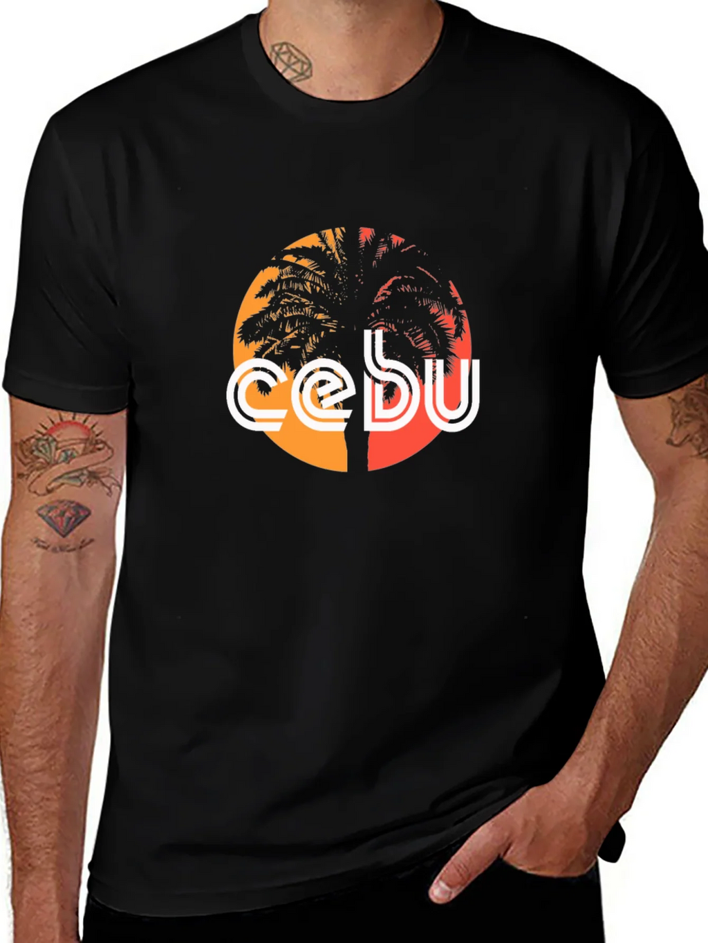 Cebu Palm Tree Graphic Tee - Black