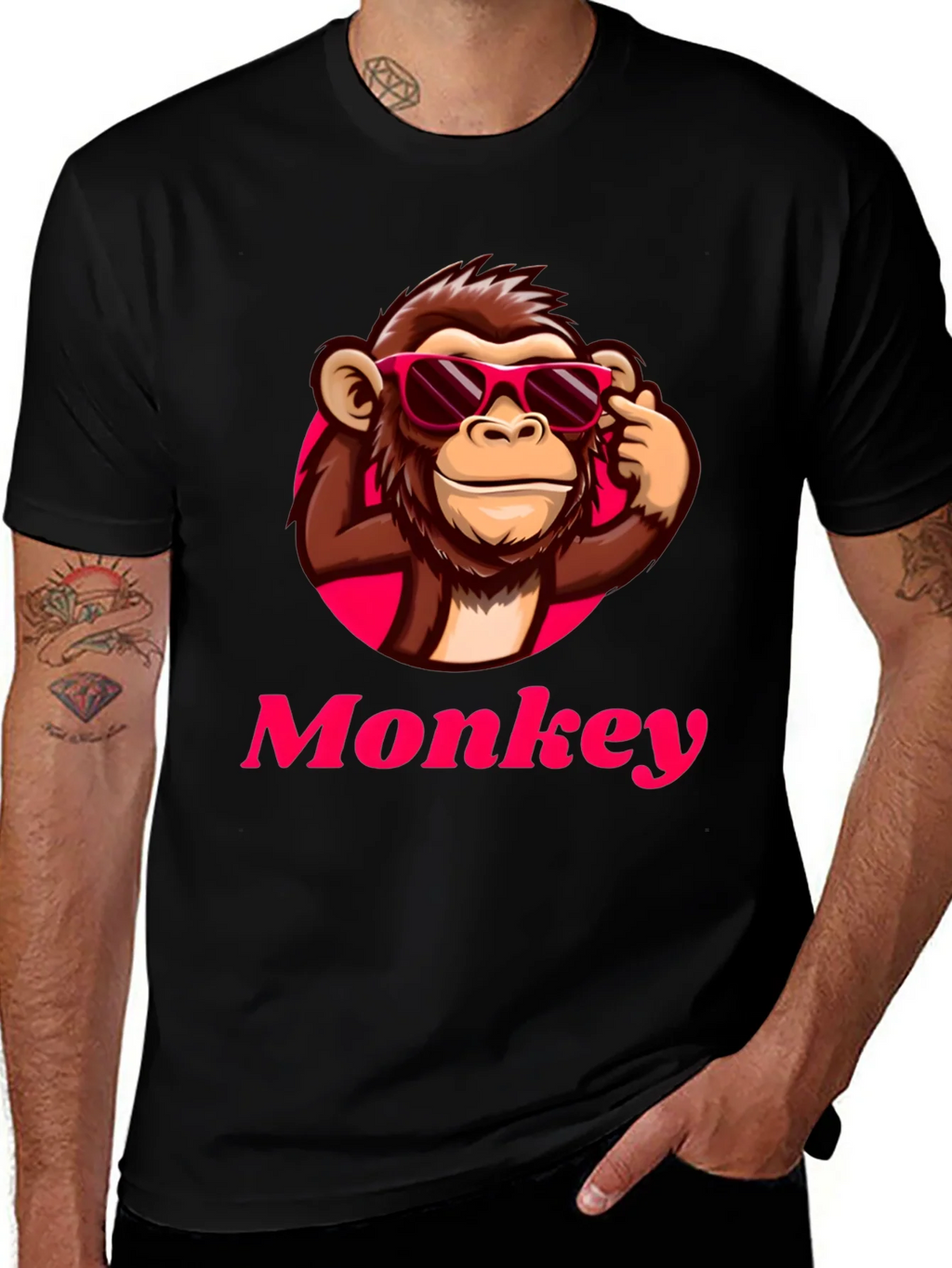 Cool Monkey Graphic T-Shirt - Black