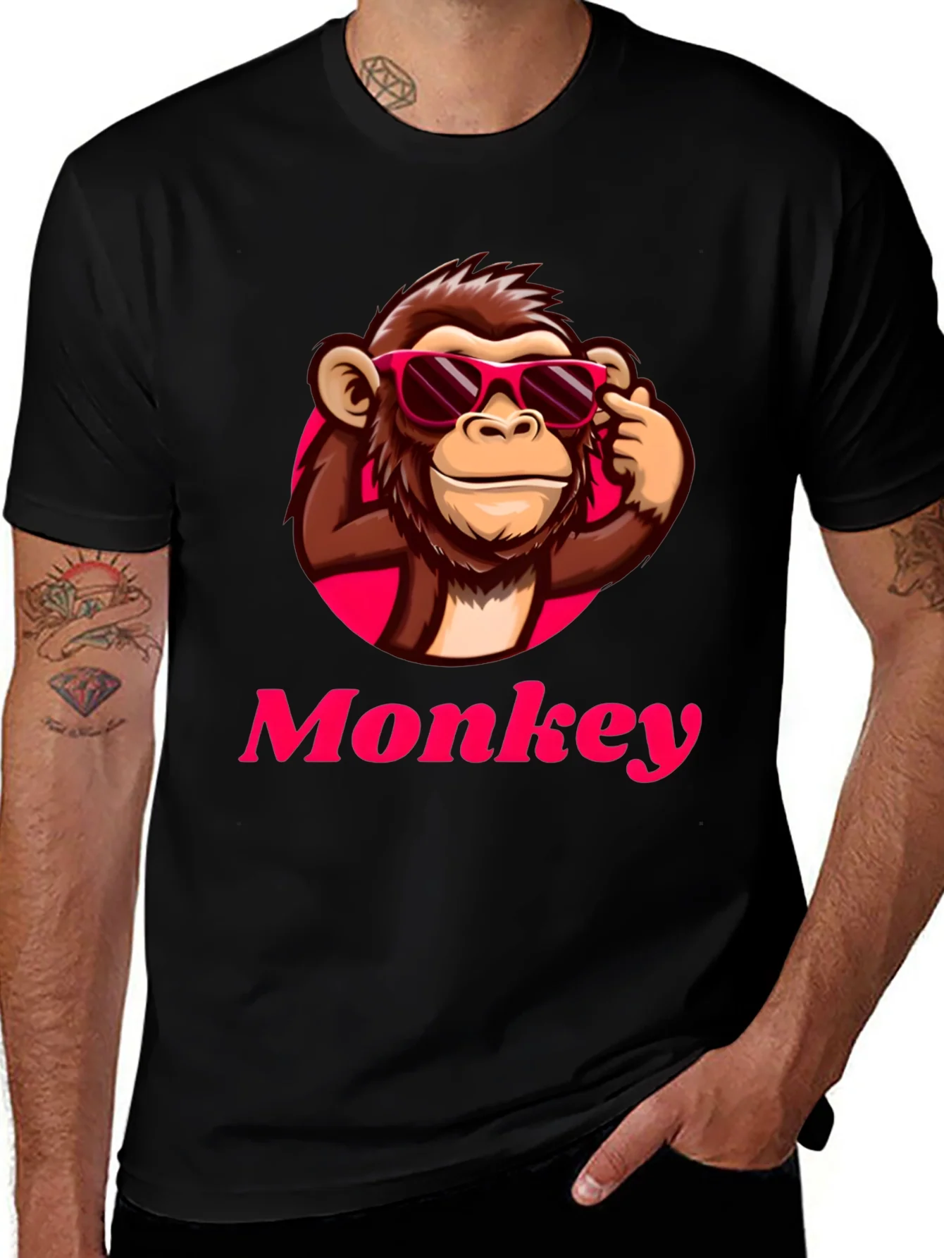 Cool Monkey Graphic T-Shirt - Black
