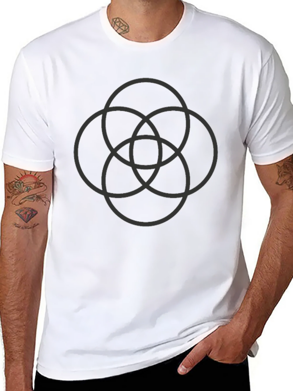 Geometric Circles Black T-Shirt
