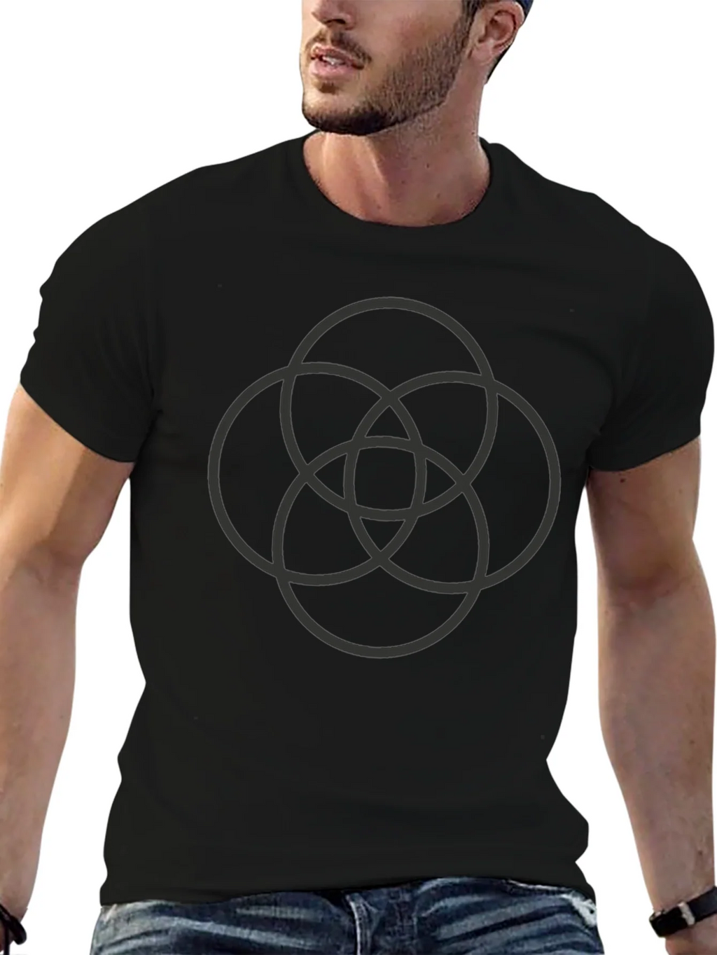Geometric Circles Black T-Shirt