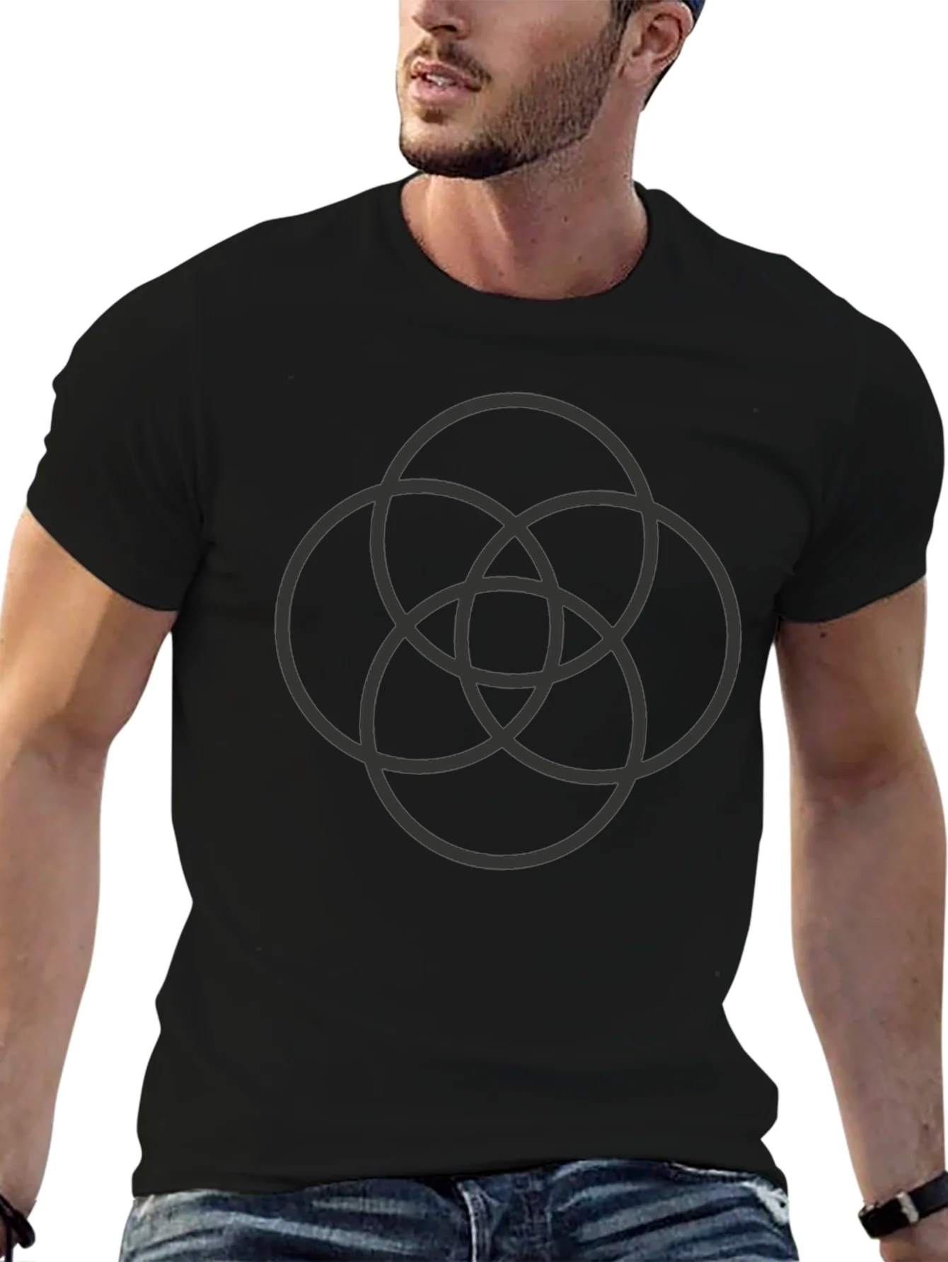 Geometric Circles Black T-Shirt