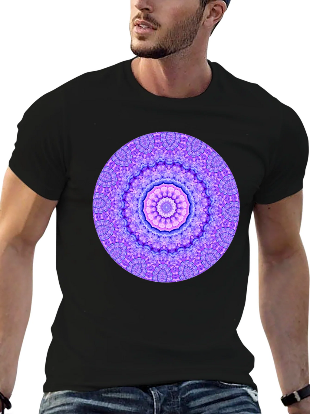 Mandala Graphic Tee - Unisex Black Cotton T-Shirt