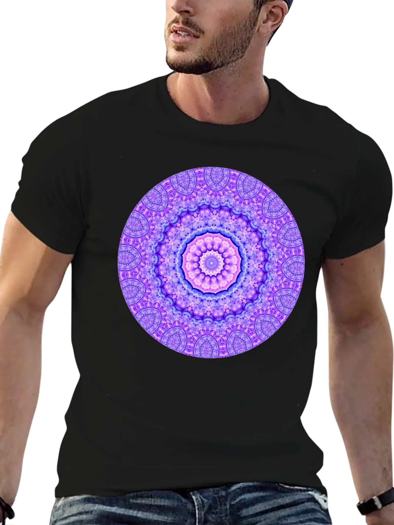 Mandala Graphic Tee - Unisex Black Cotton T-Shirt