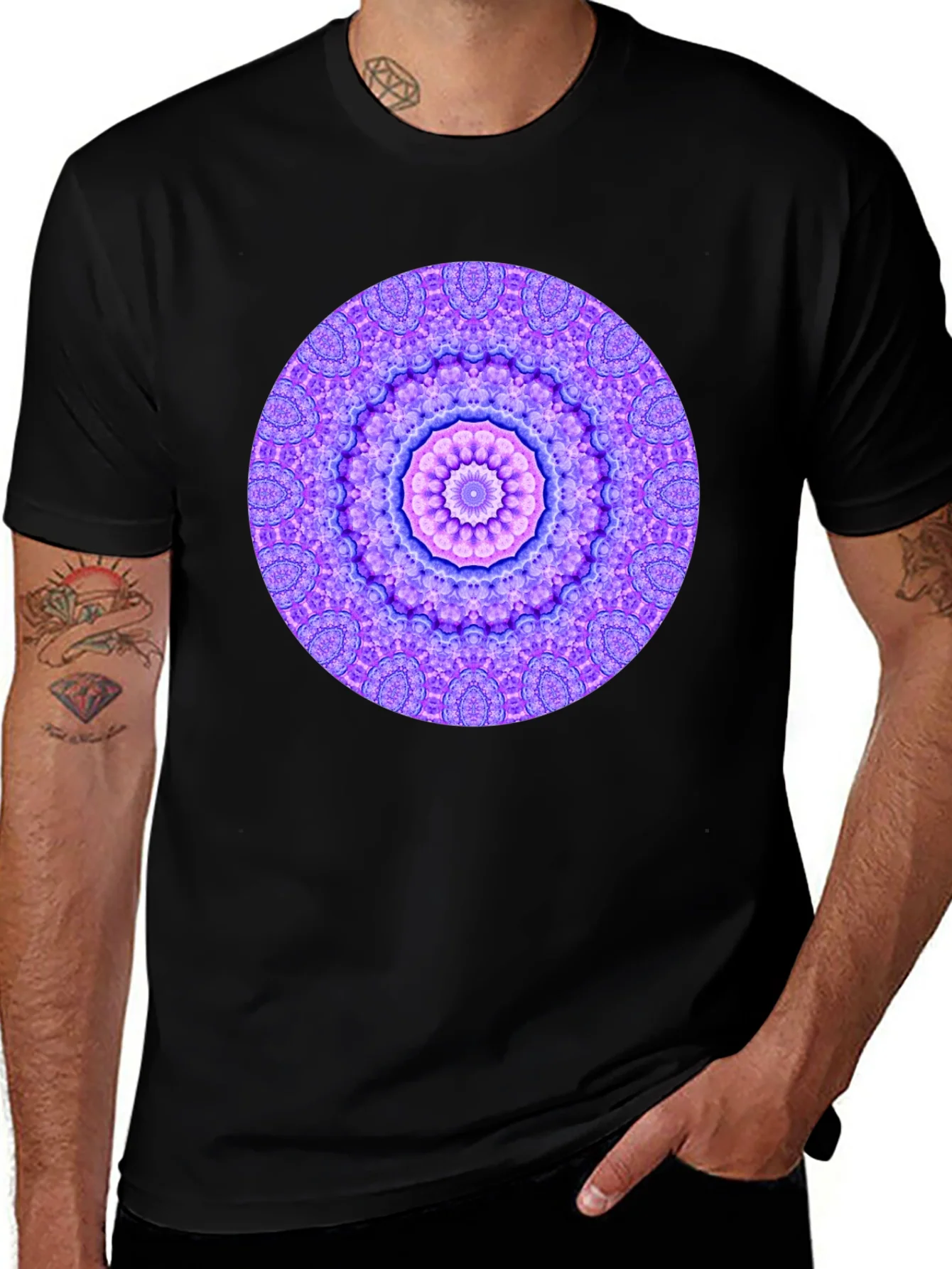 Mandala Graphic Tee - Unisex Black Cotton T-Shirt