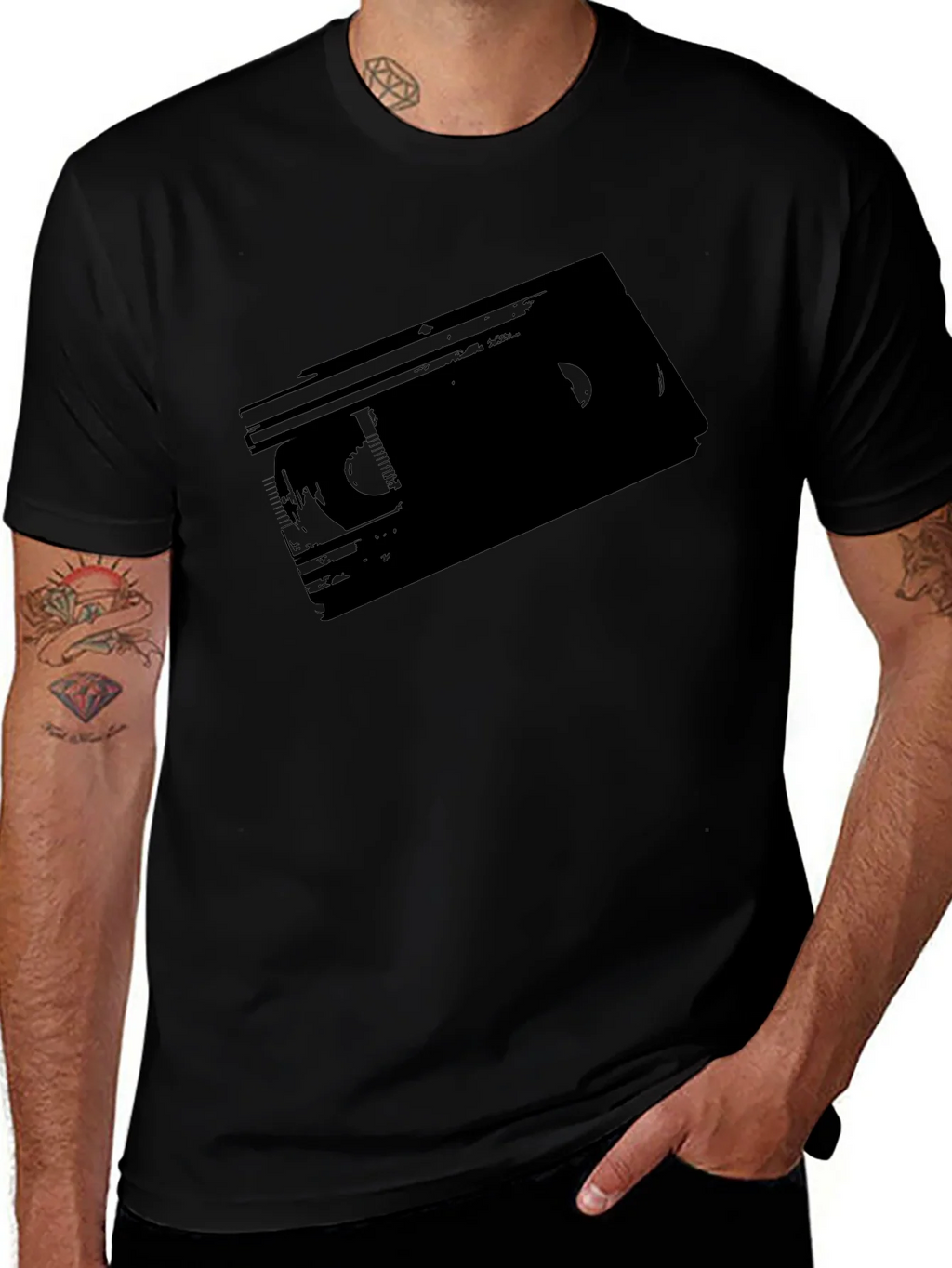 Retro VHS Tape Graphic T-Shirt - Classic Black Tee