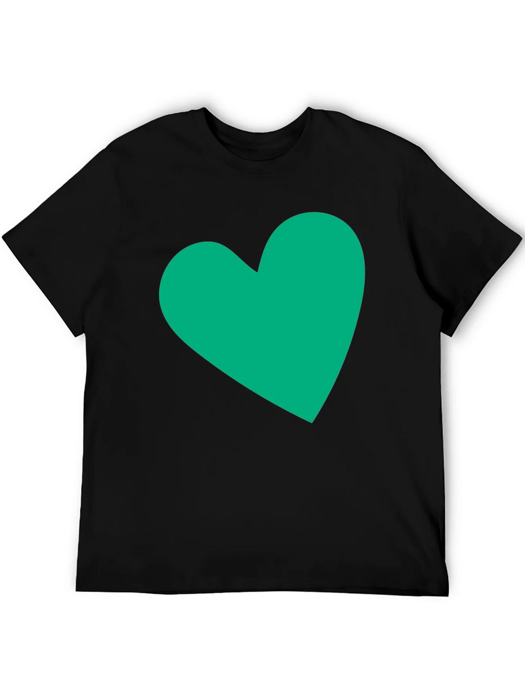 Black Tee with Green Heart Graphic