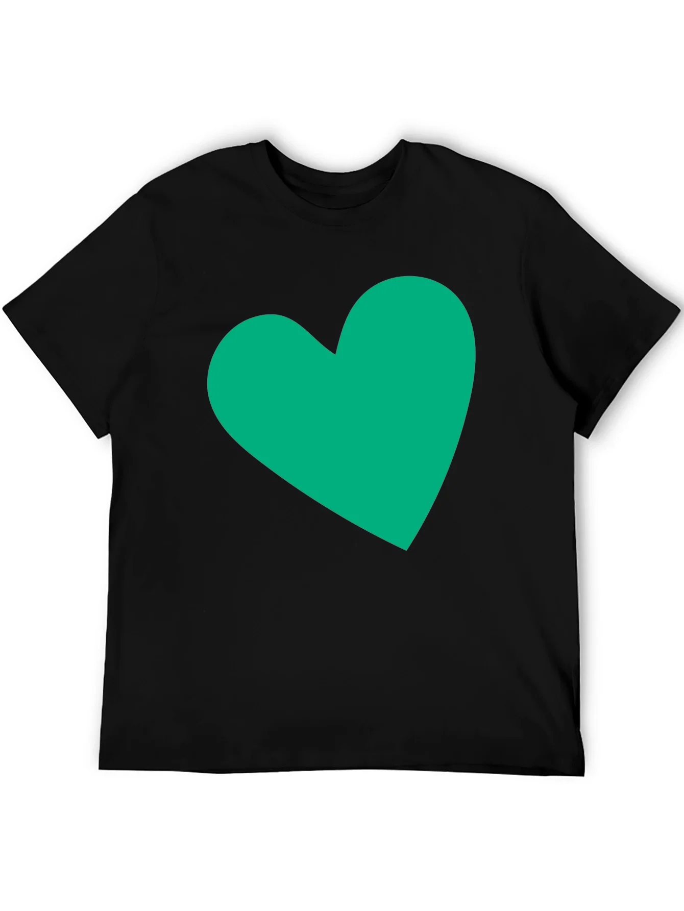 Black Tee with Green Heart Graphic
