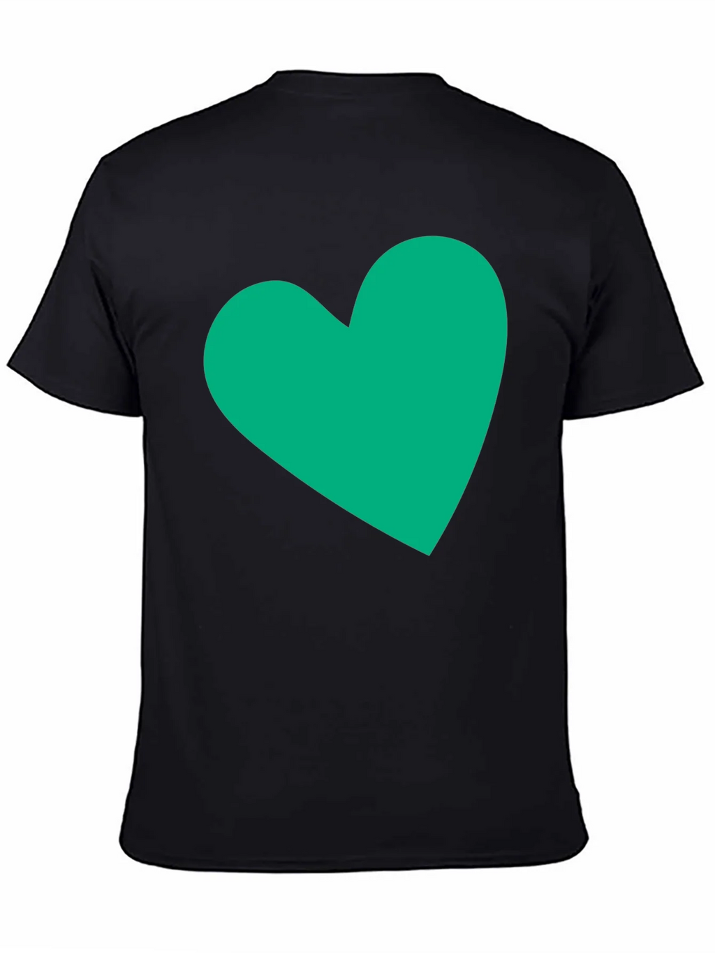 Black Tee with Green Heart Graphic