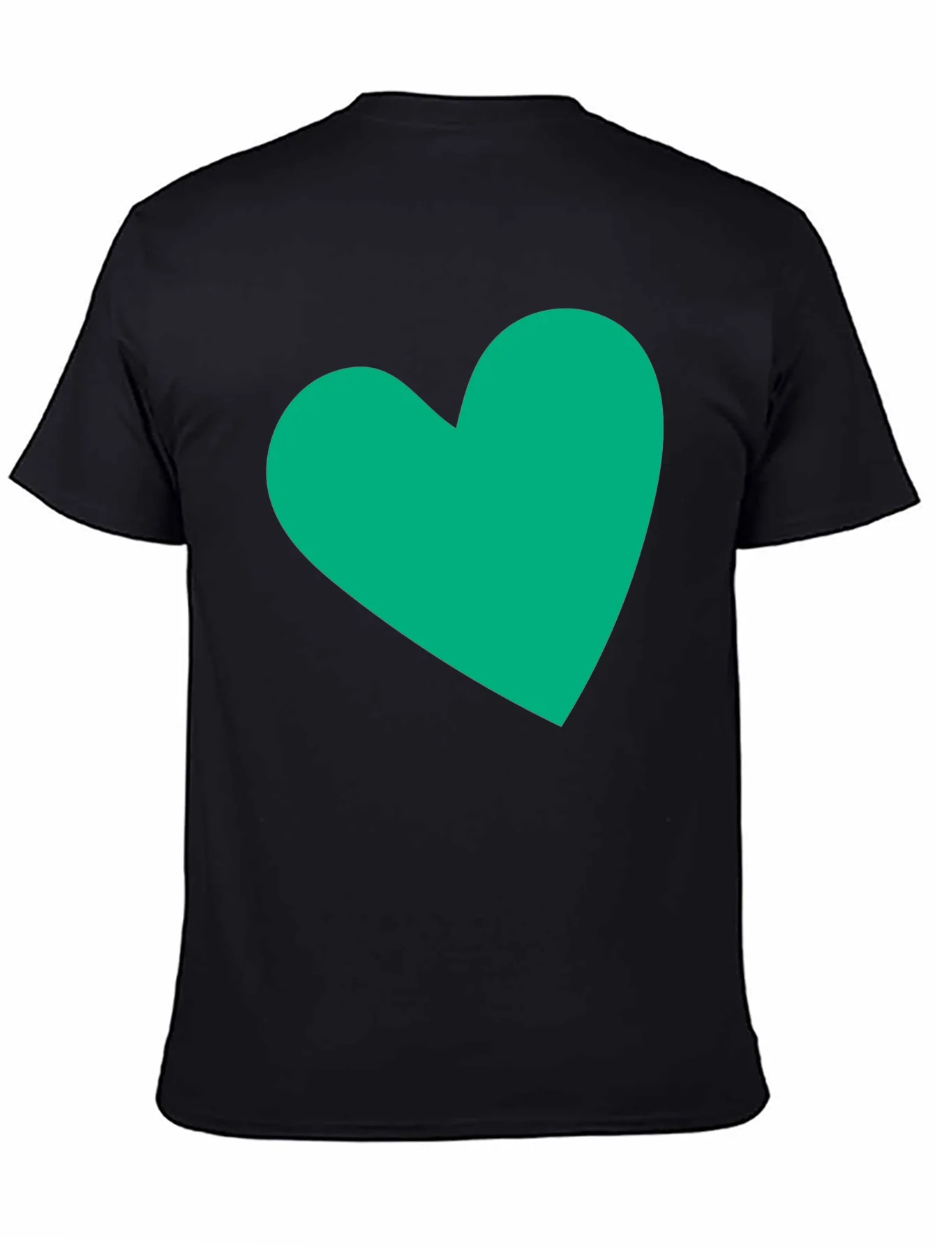 Black Tee with Green Heart Graphic