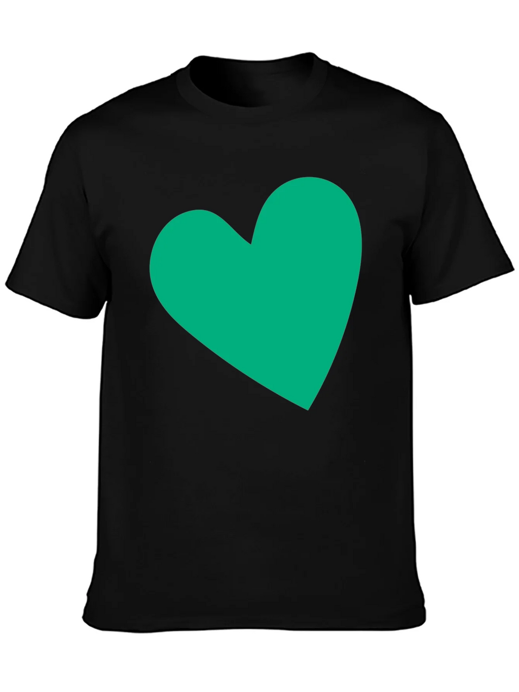 Black Tee with Green Heart Graphic