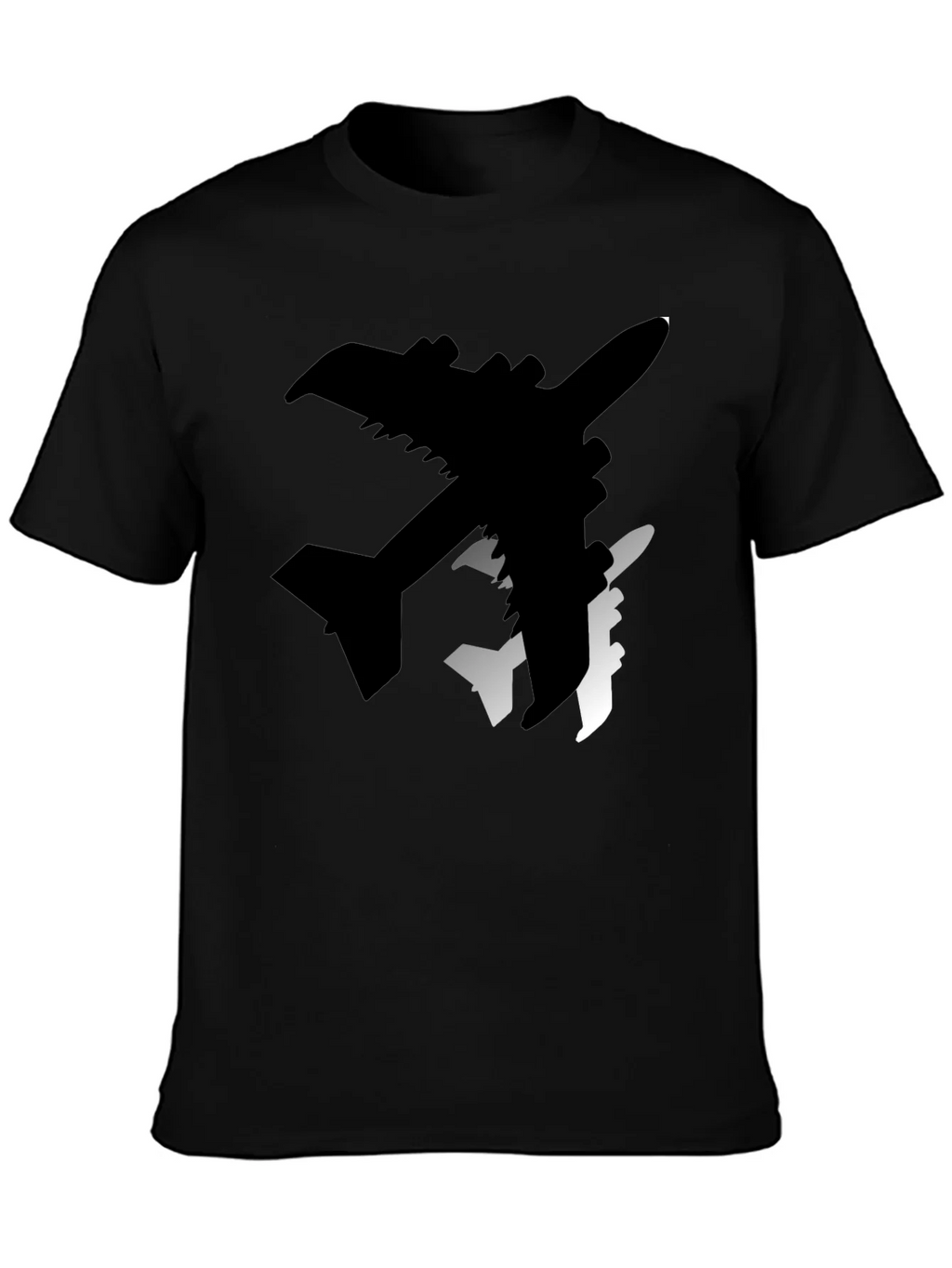 Airplane Silhouette Graphic Tee - Stylish Black T-Shirt