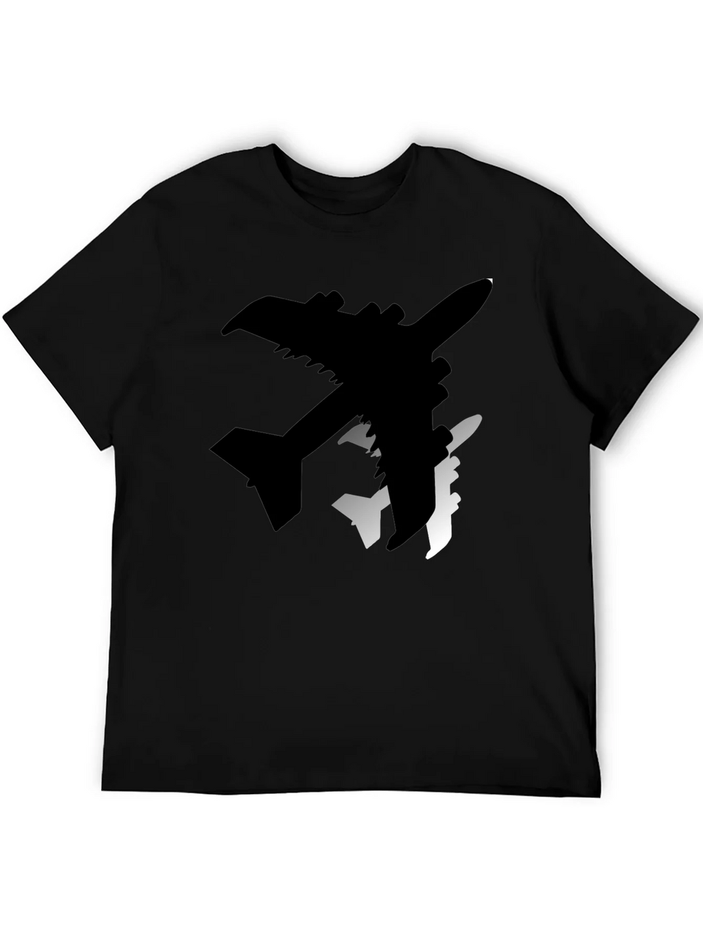 Airplane Silhouette Graphic Tee - Stylish Black T-Shirt