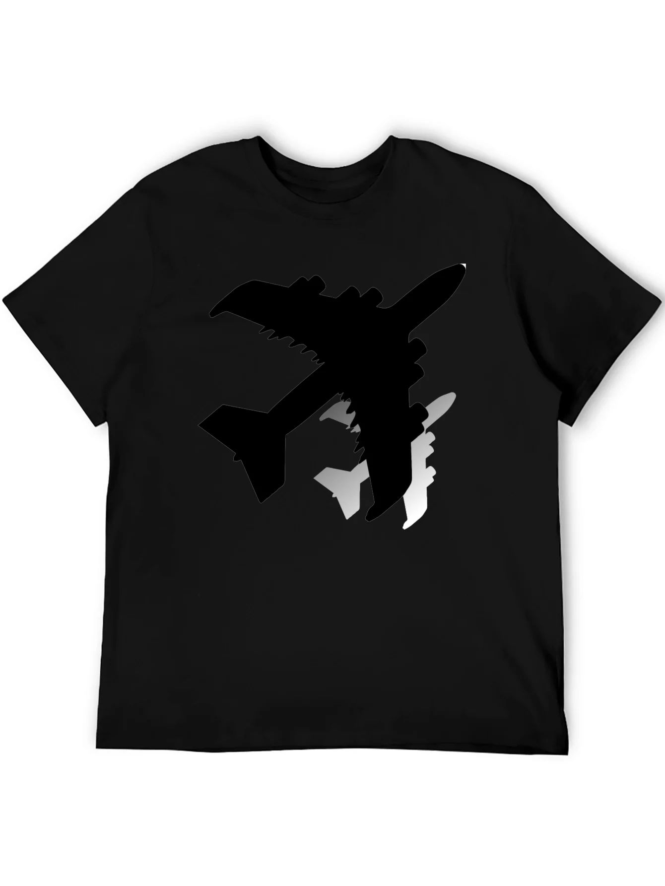 Airplane Silhouette Graphic Tee - Stylish Black T-Shirt