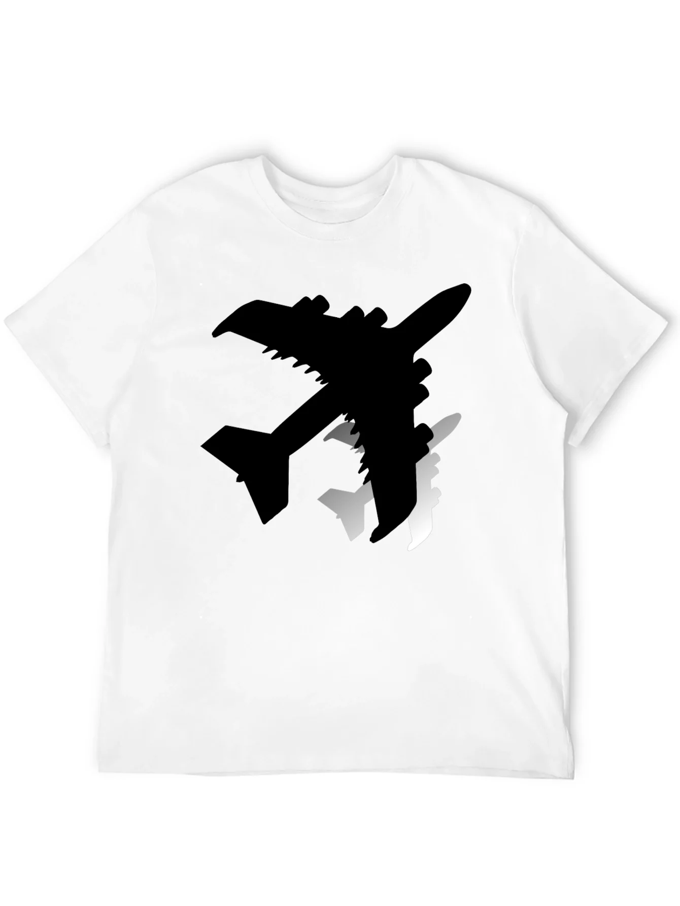 Airplane Silhouette Graphic Tee - Stylish Black T-Shirt