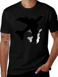 Airplane Silhouette Graphic Tee - Stylish Black T-Shirt