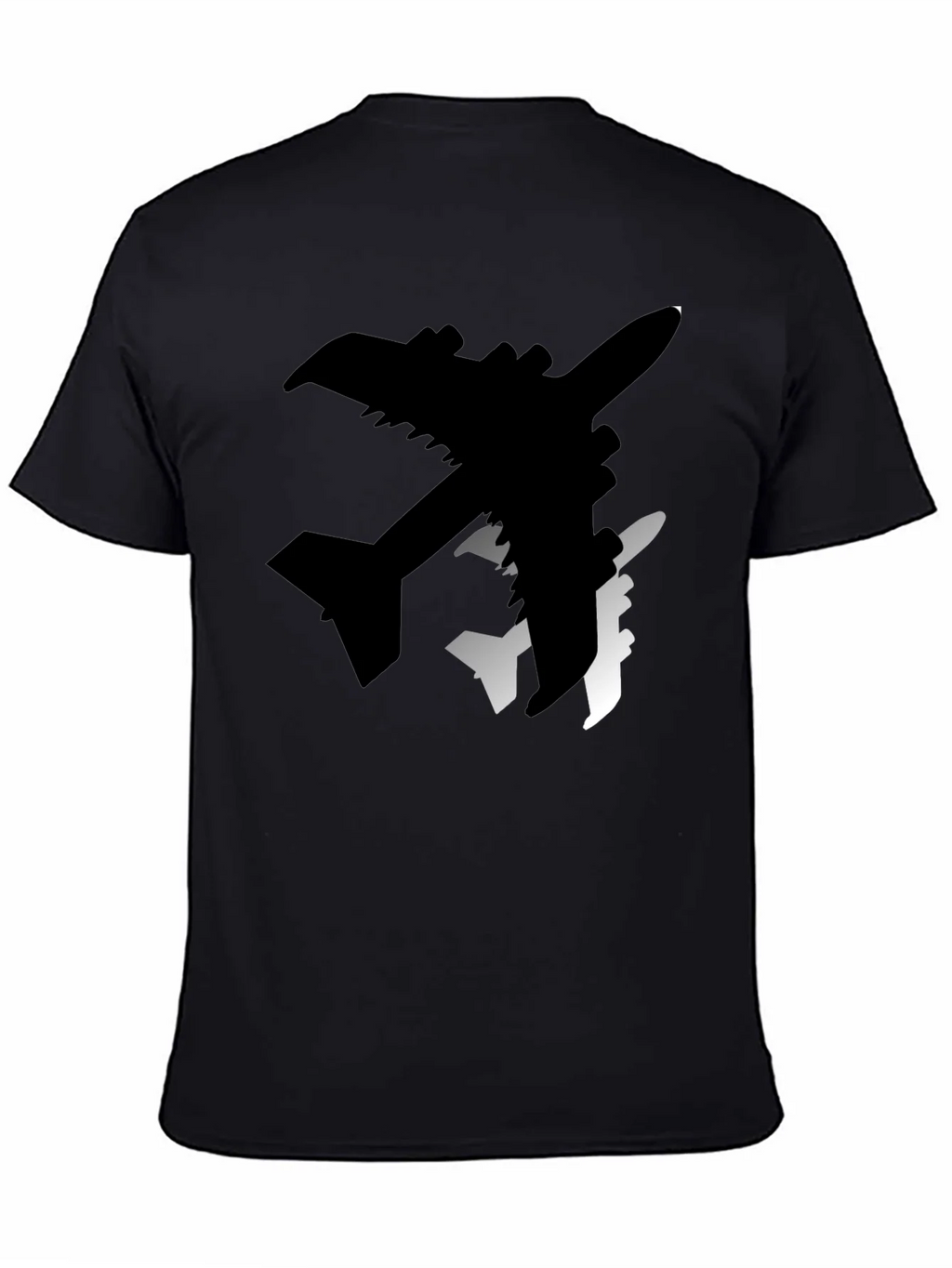 Airplane Silhouette Graphic Tee - Stylish Black T-Shirt