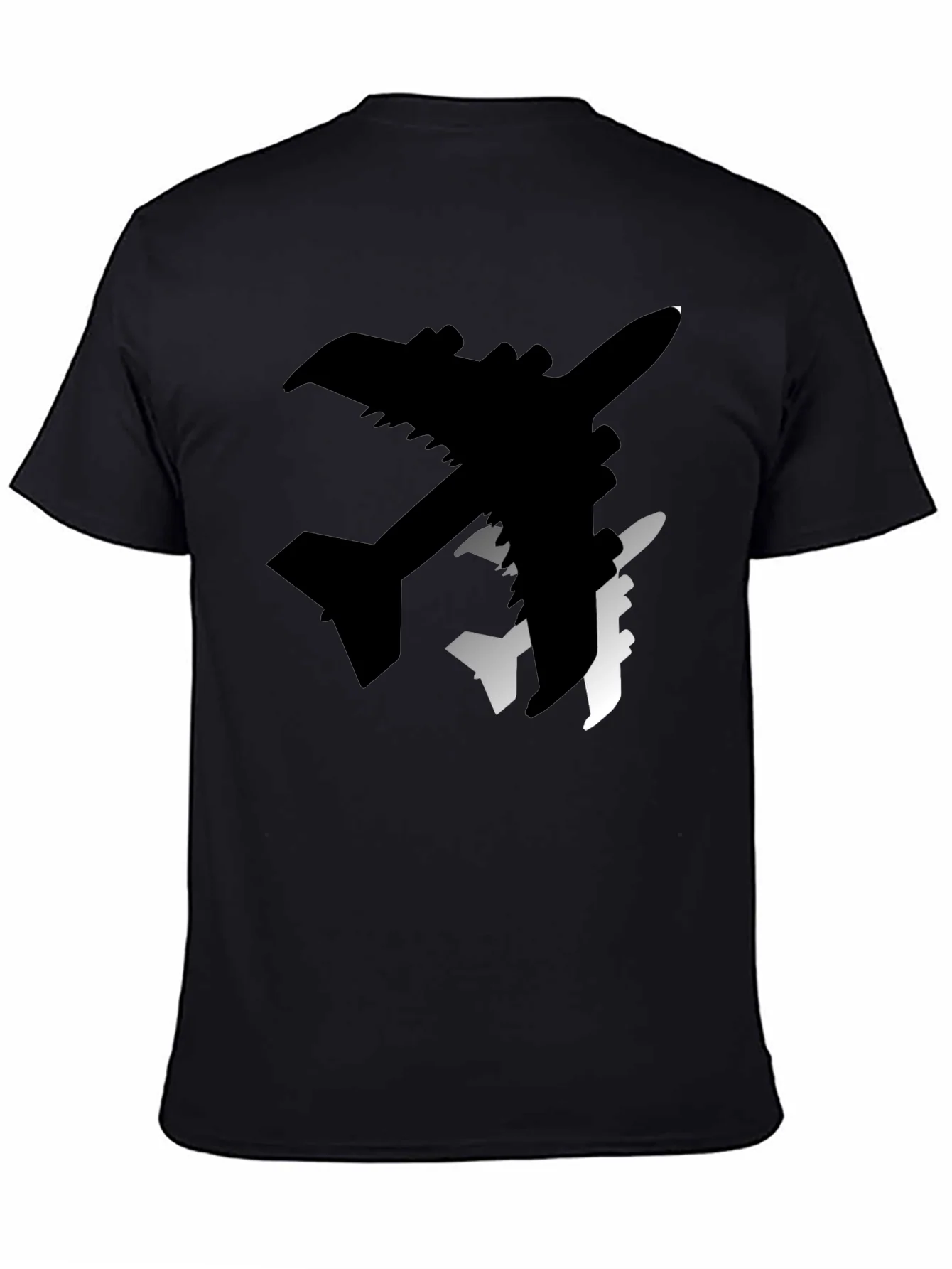 Airplane Silhouette Graphic Tee - Stylish Black T-Shirt