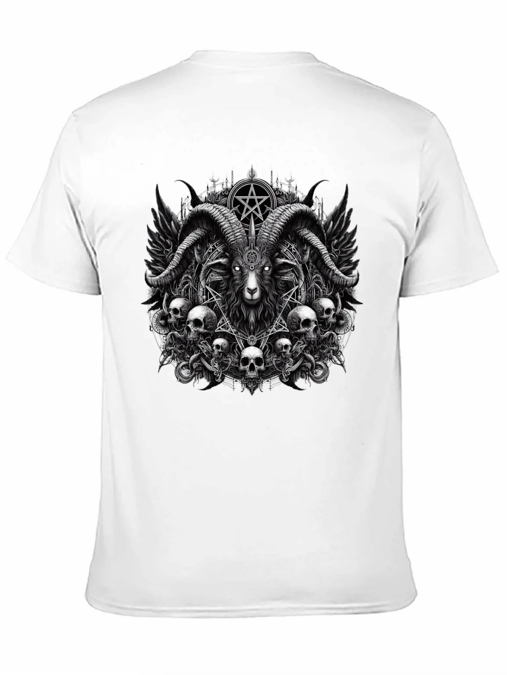 Baphomet Skull Graphic Tee - Dark Satanic Design