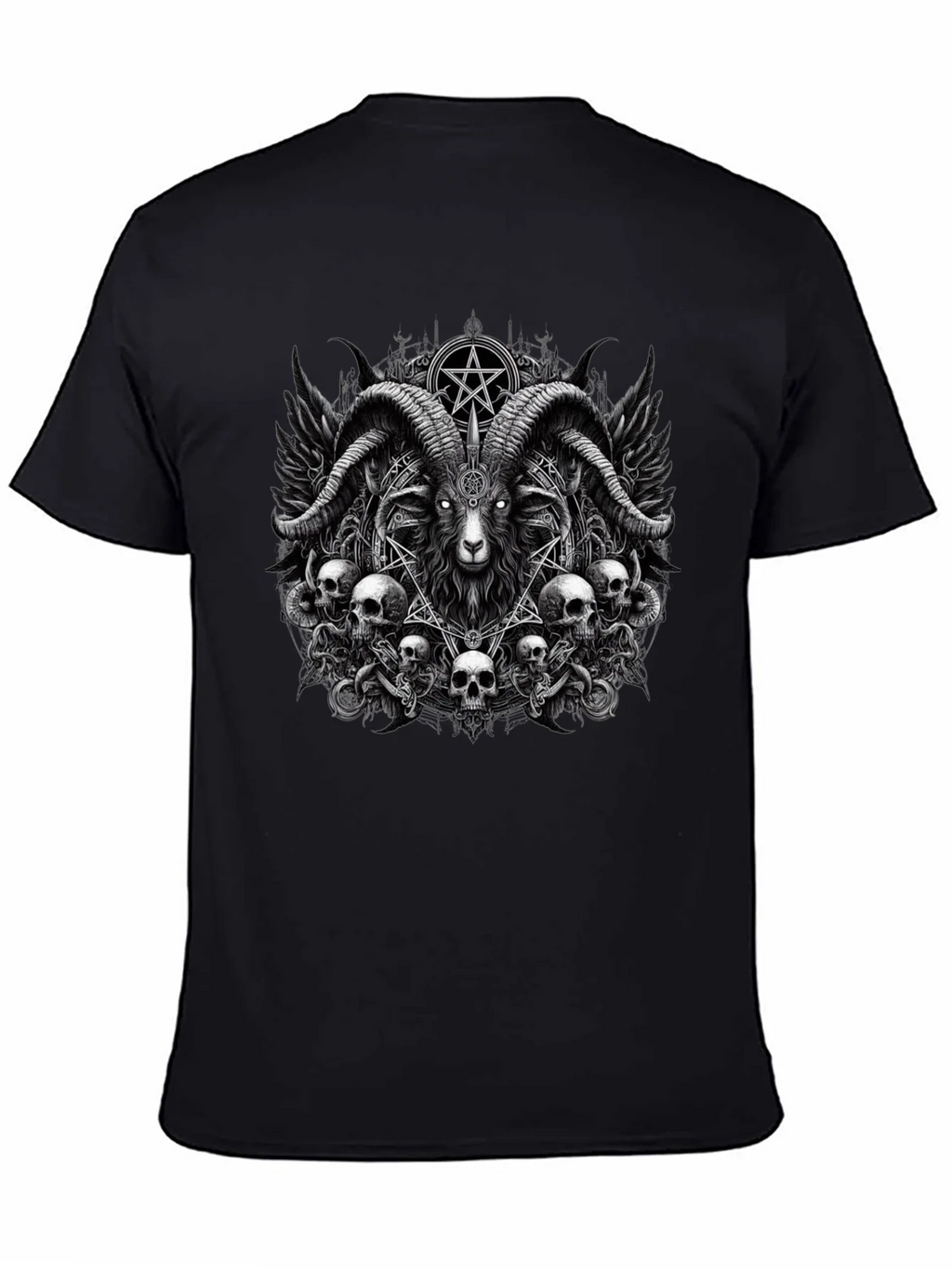 Baphomet Skull Graphic Tee - Dark Satanic Design
