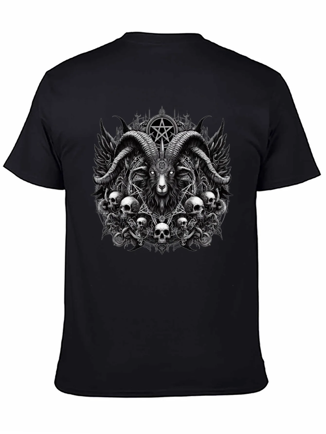 Baphomet Skull Graphic Tee - Dark Satanic Design