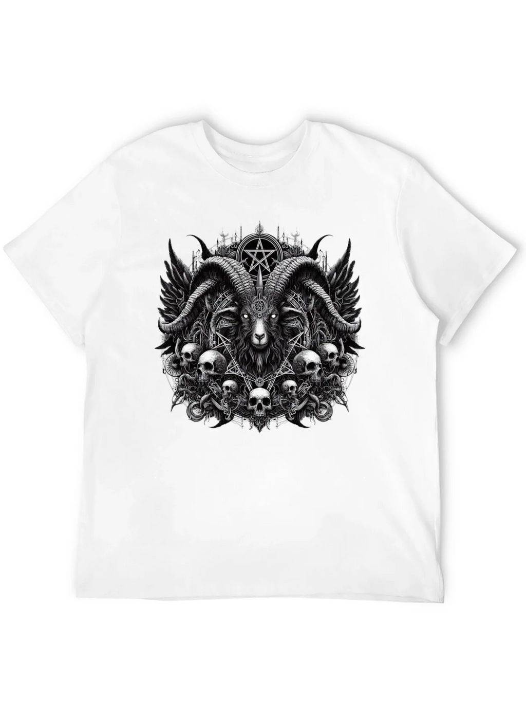 Baphomet Skull Graphic Tee - Dark Satanic Design
