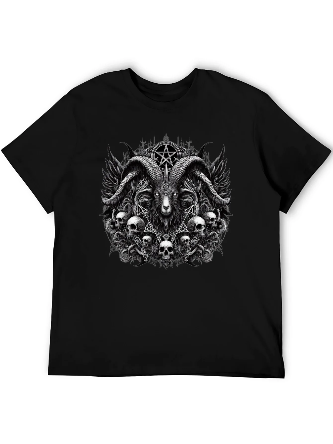 Baphomet Skull Graphic Tee - Dark Satanic Design