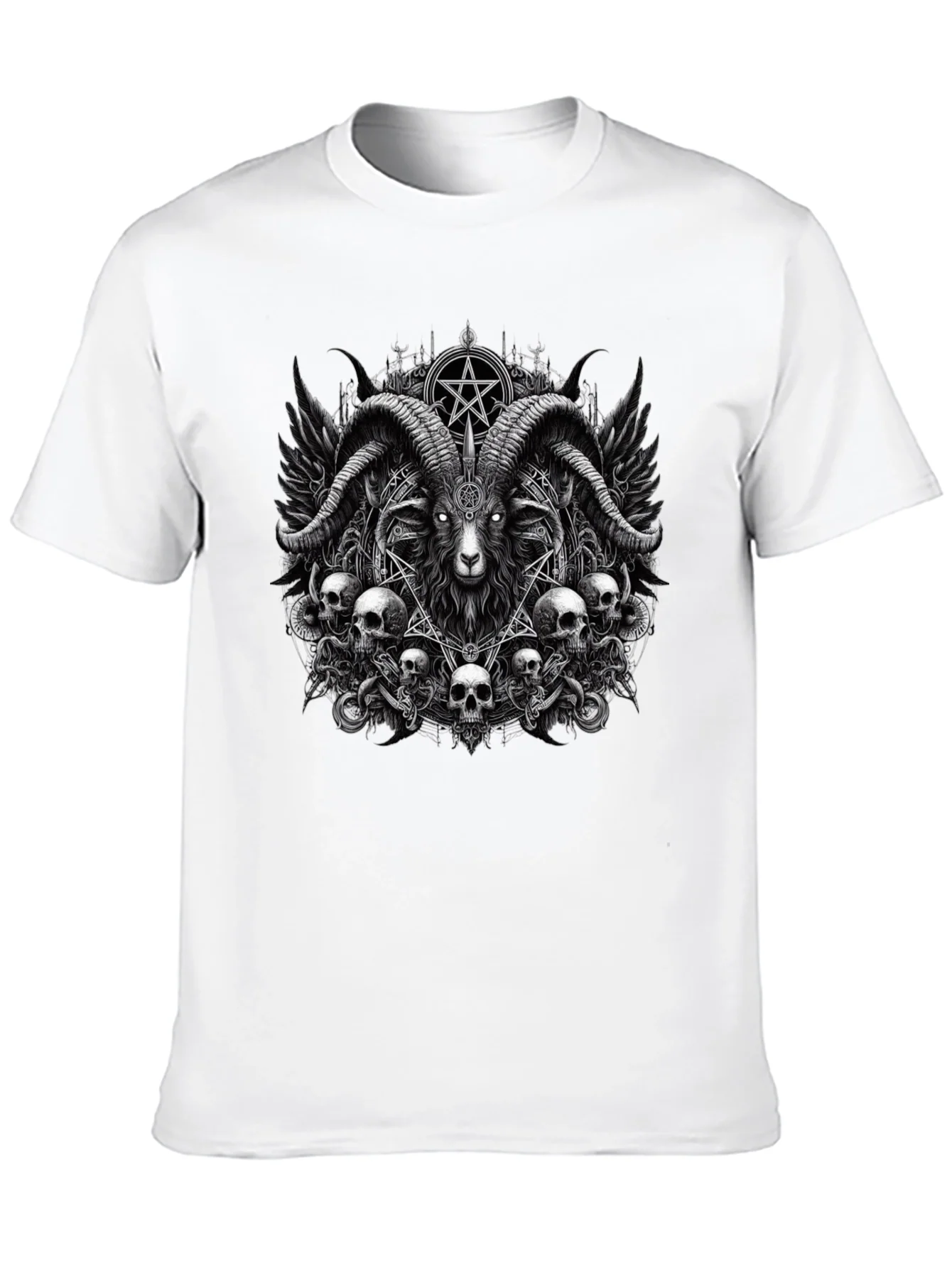 Baphomet Skull Graphic Tee - Dark Satanic Design