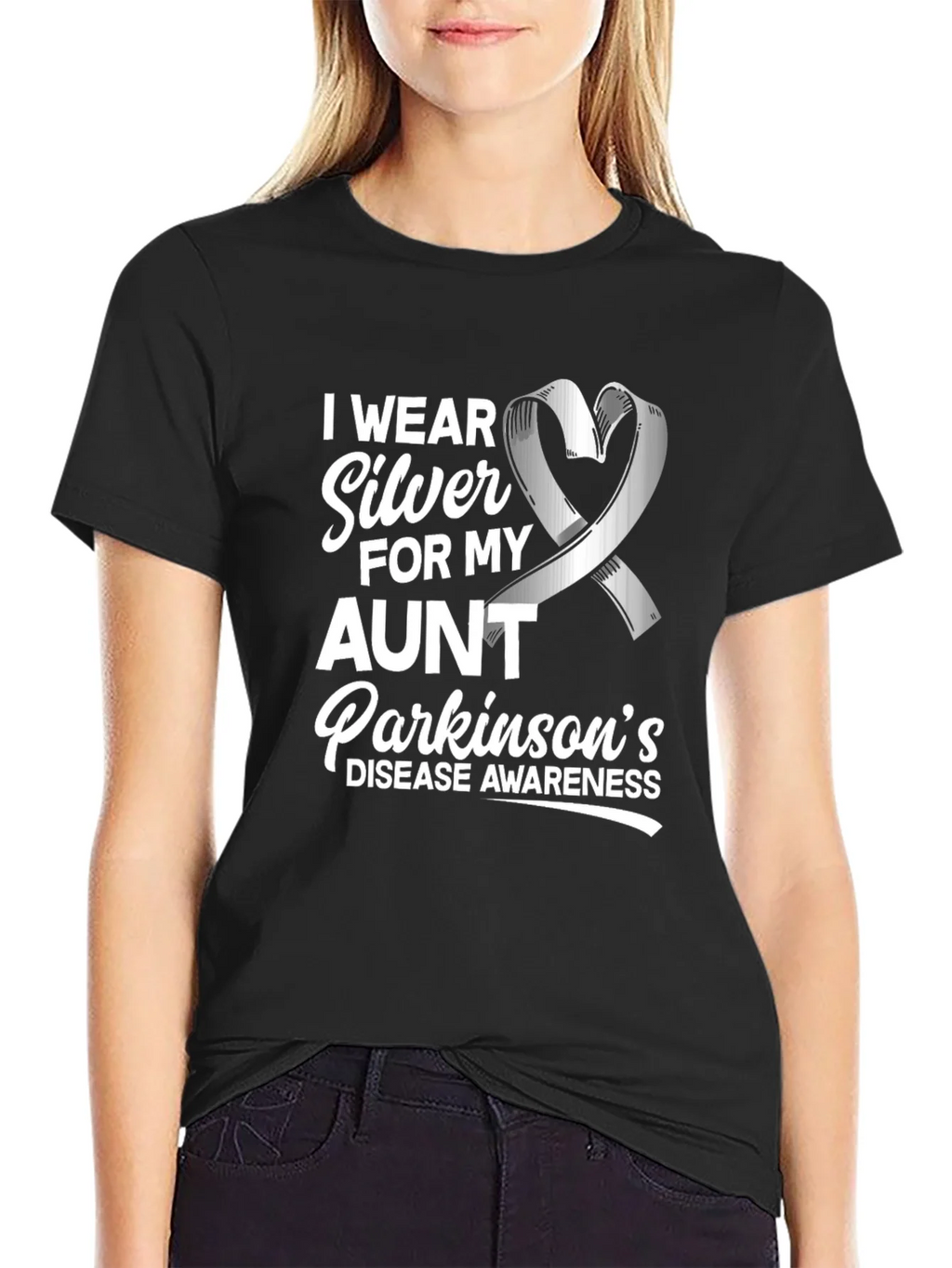 Parkinsons Awareness T-Shirt - Silver Ribbon