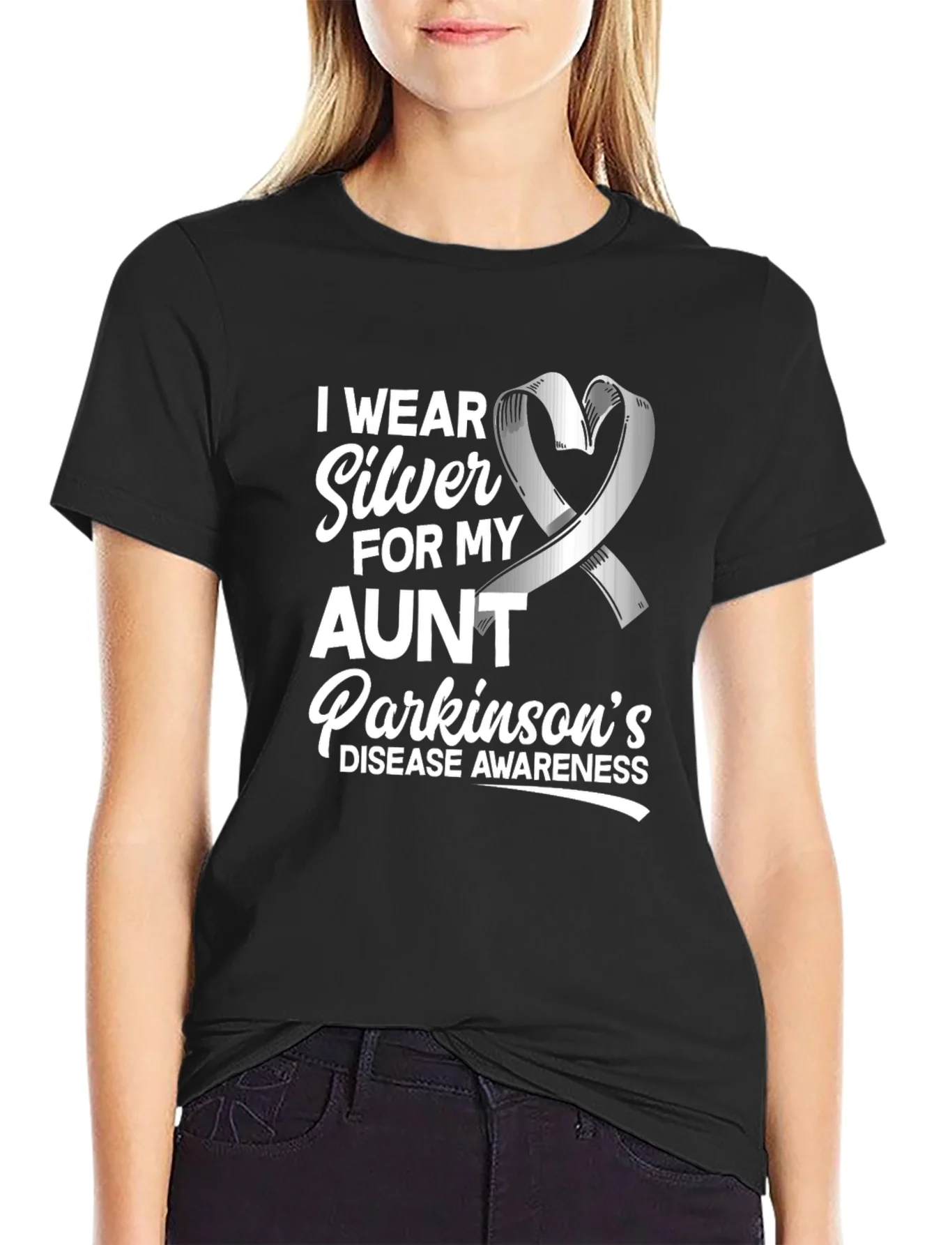 Parkinsons Awareness T-Shirt - Silver Ribbon