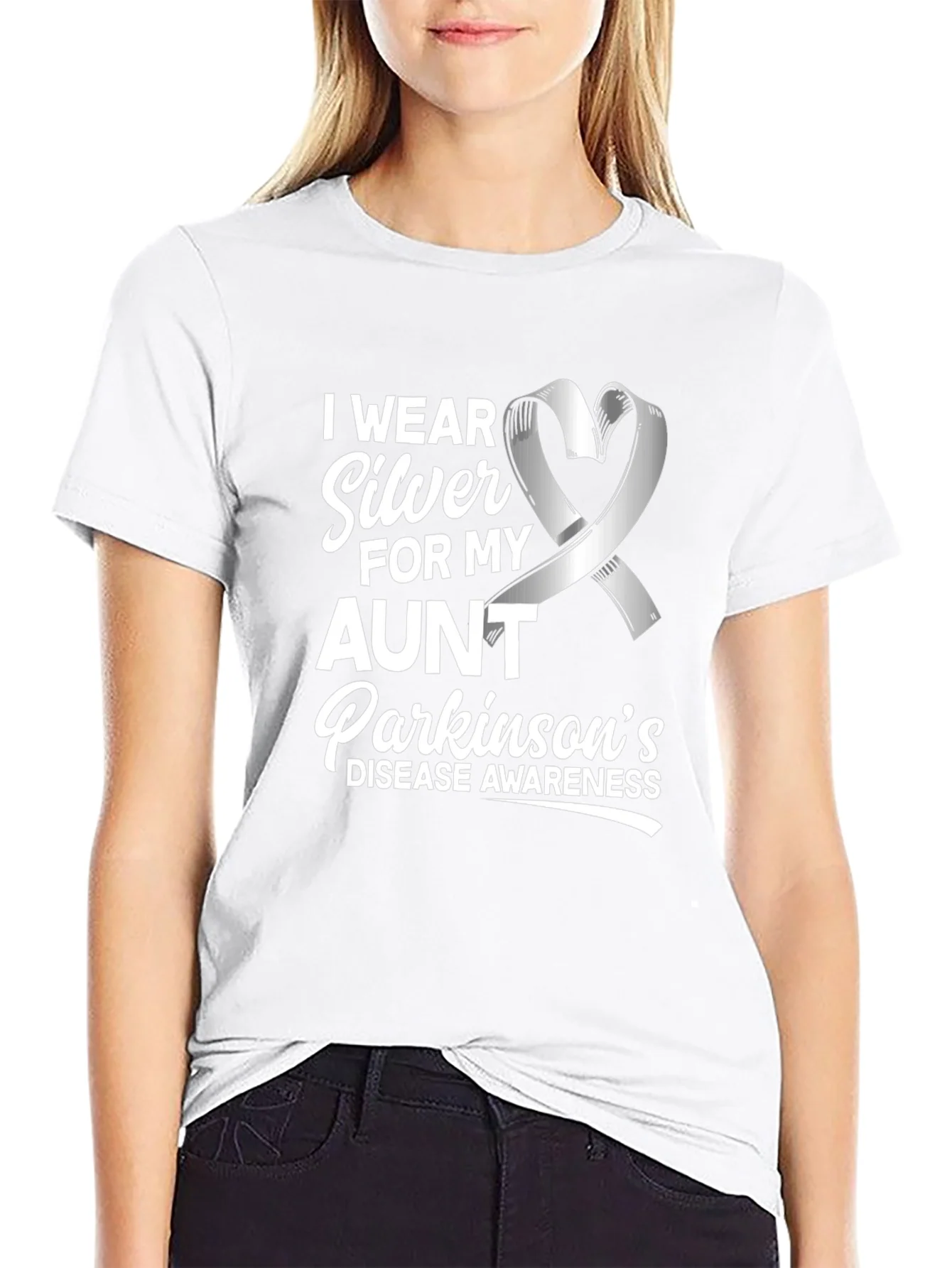 Parkinsons Awareness T-Shirt - Silver Ribbon