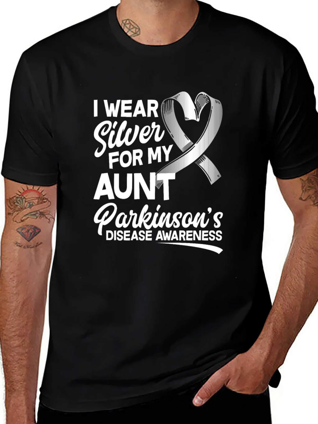 Parkinsons Awareness T-Shirt - Silver Ribbon