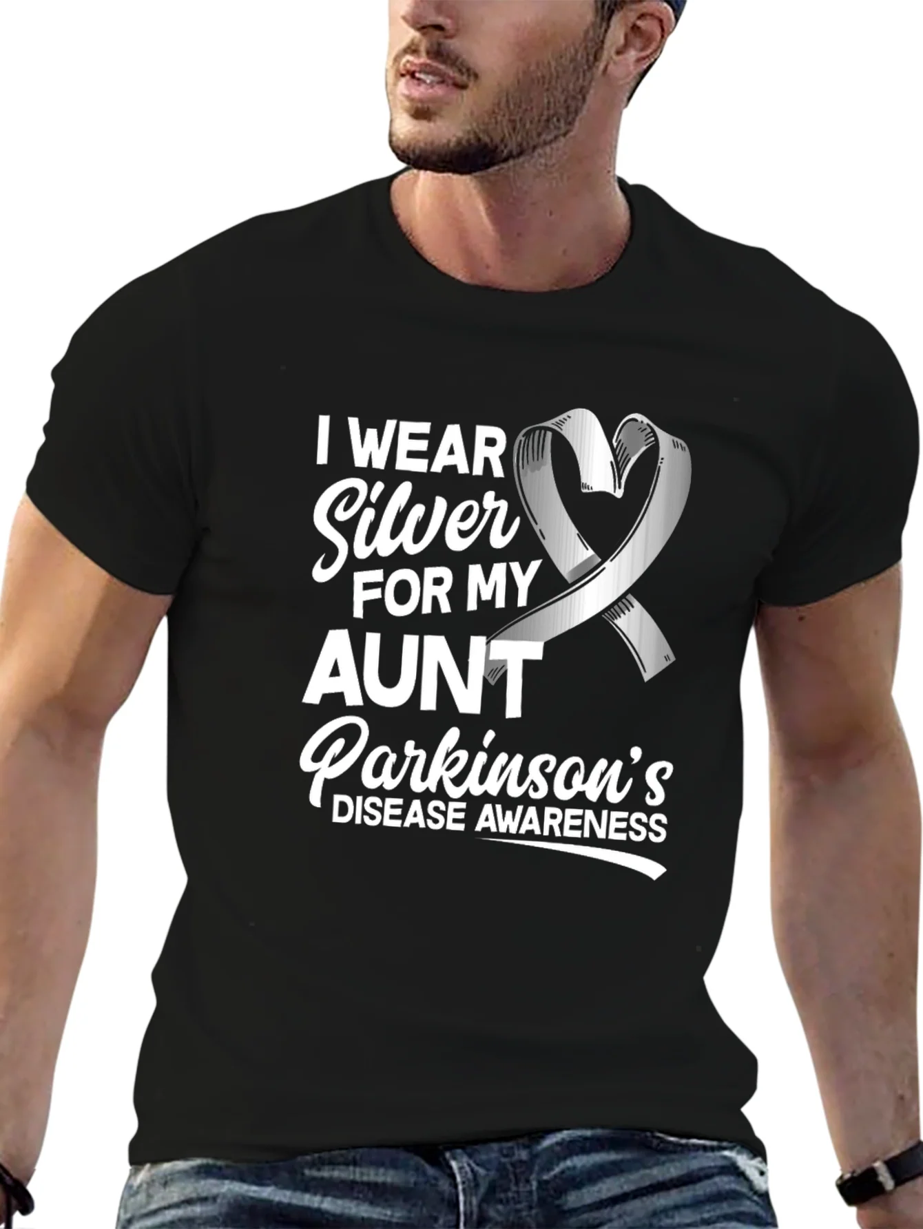 Parkinsons Awareness T-Shirt - Silver Ribbon