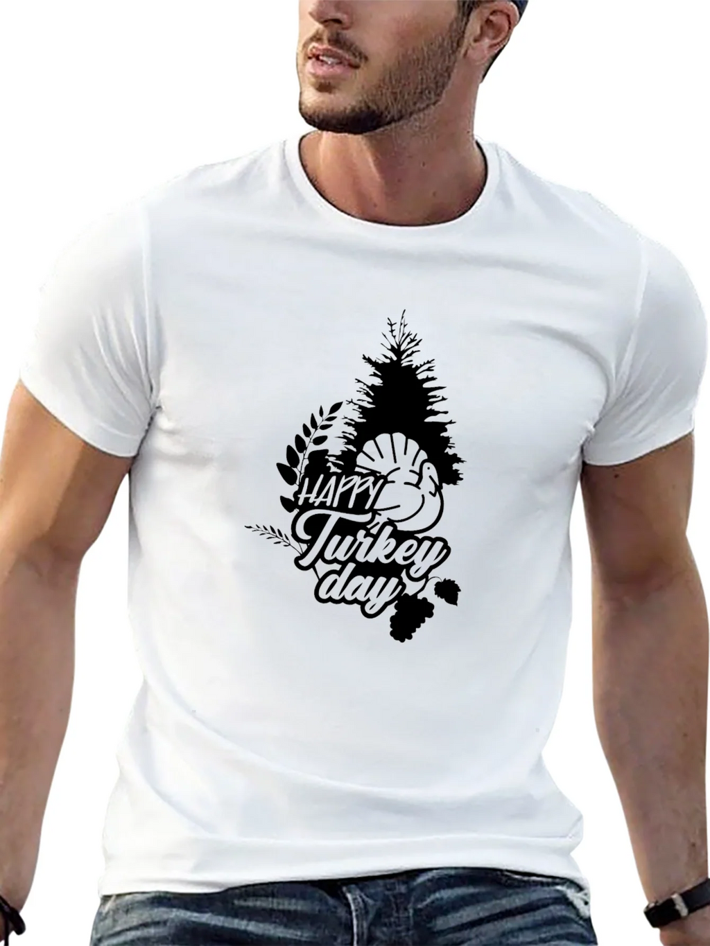 Happy Turkey Day Graphic Tee - Black