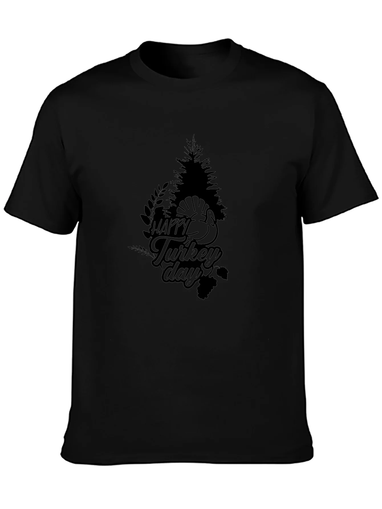 Happy Turkey Day Graphic Tee - Black
