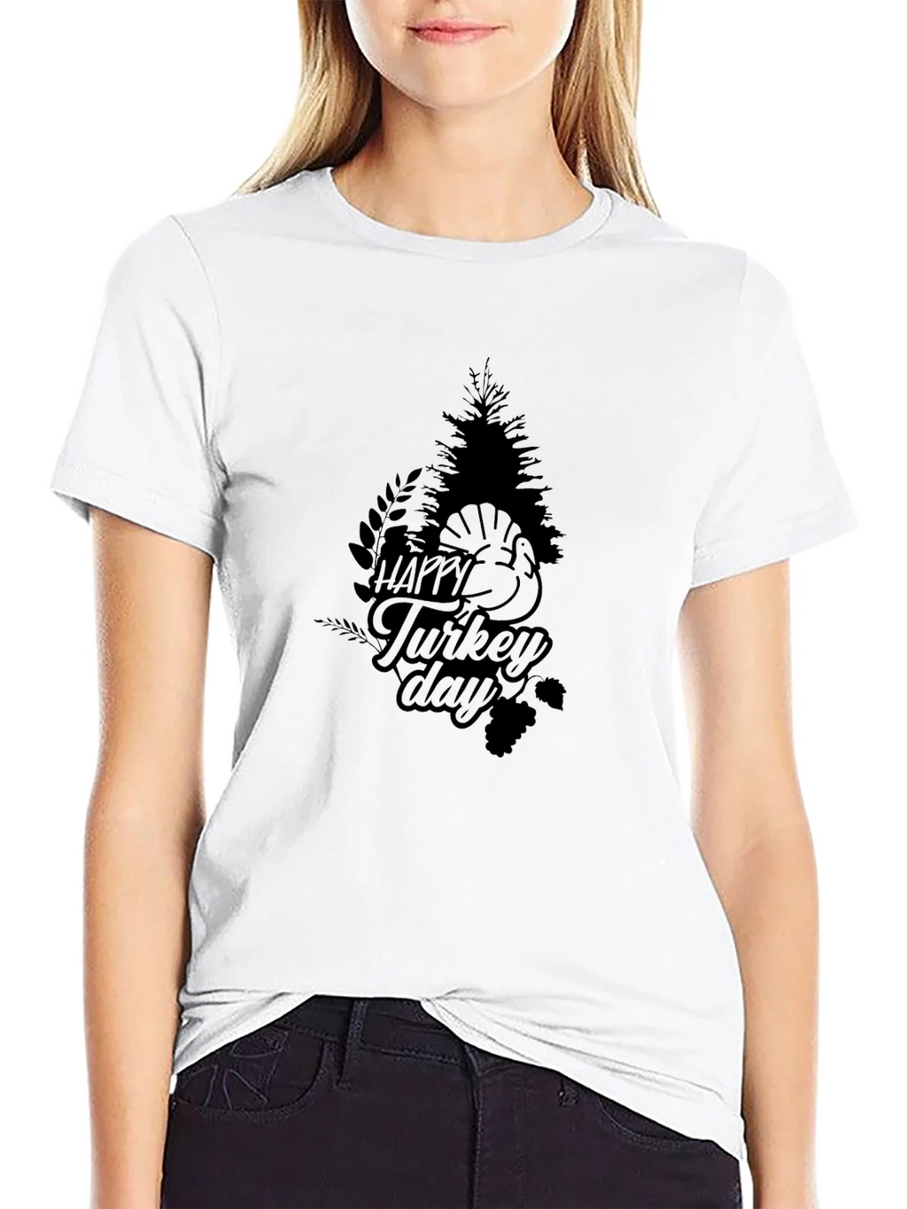 Happy Turkey Day Graphic Tee - Black