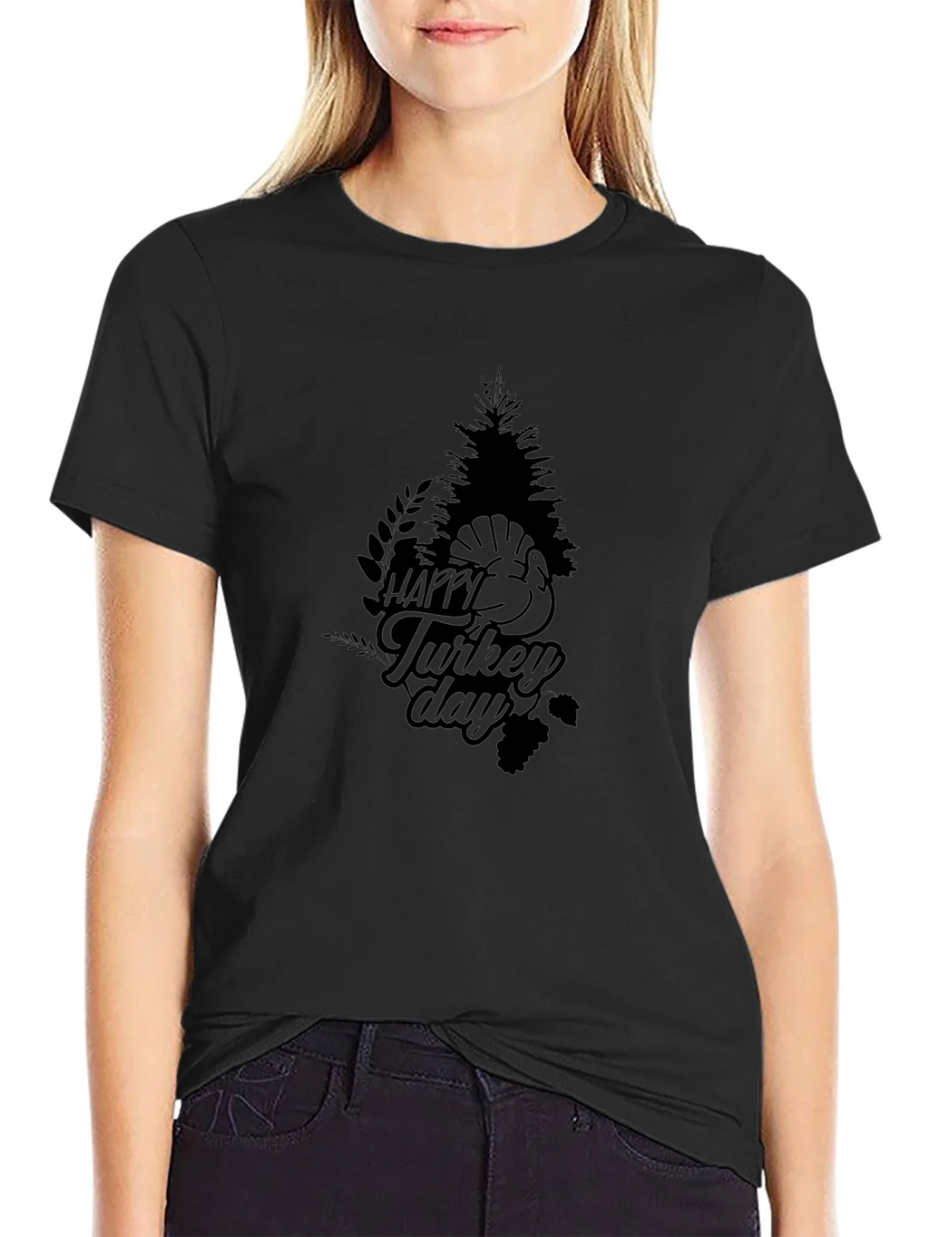 Happy Turkey Day Graphic Tee - Black