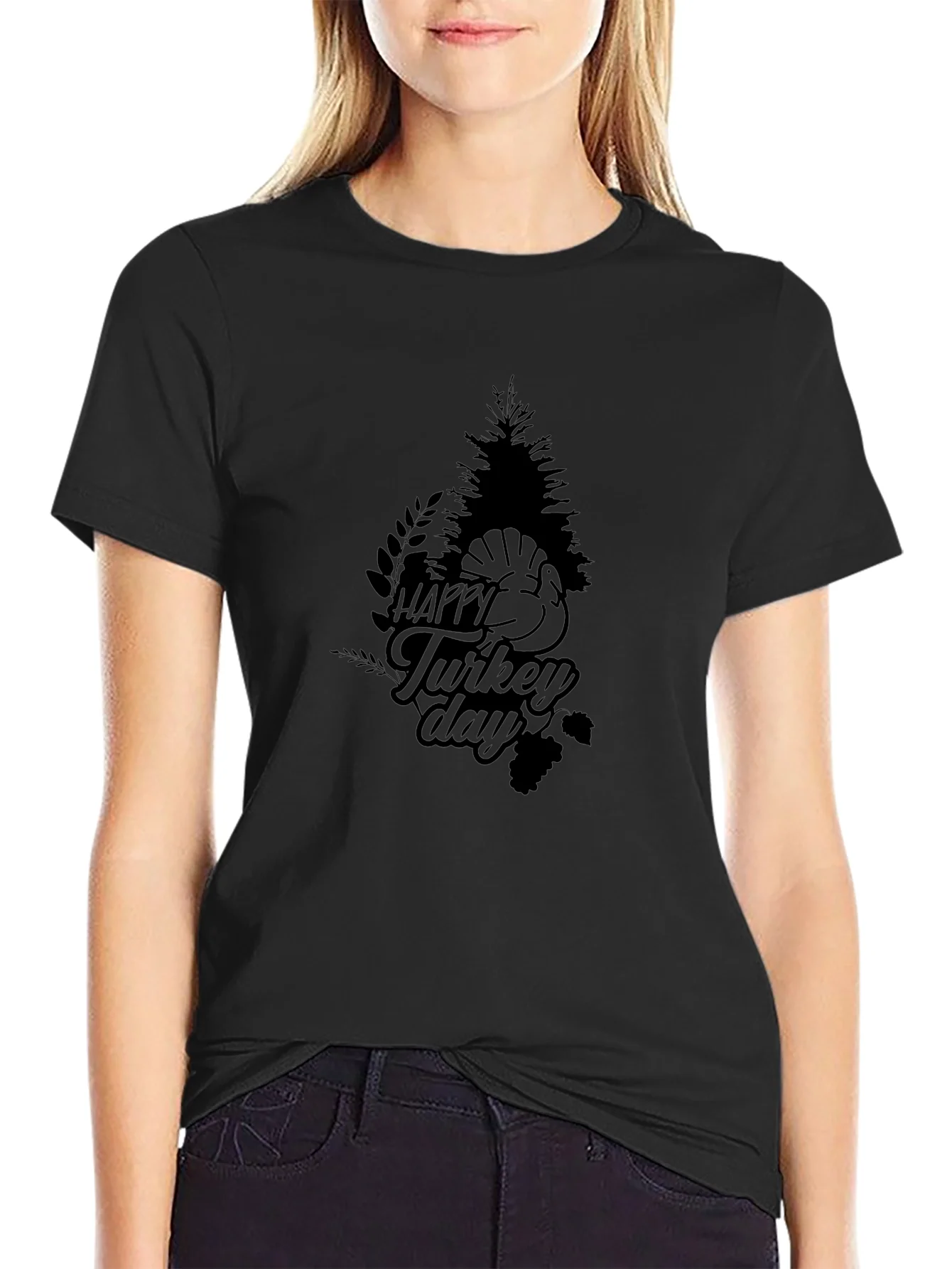 Happy Turkey Day Graphic Tee - Black