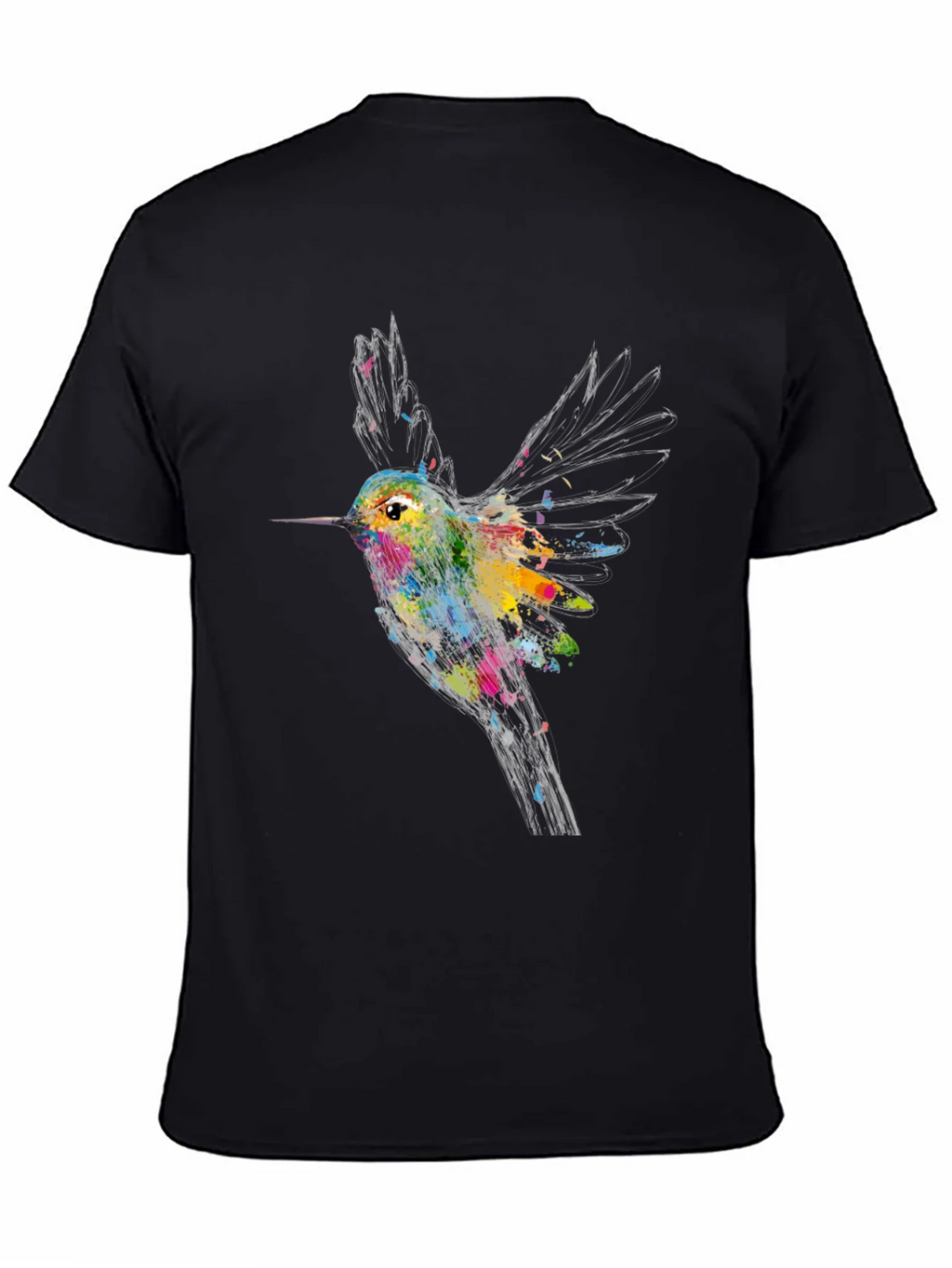 Hummingbird Graphic Print Black T-Shirt