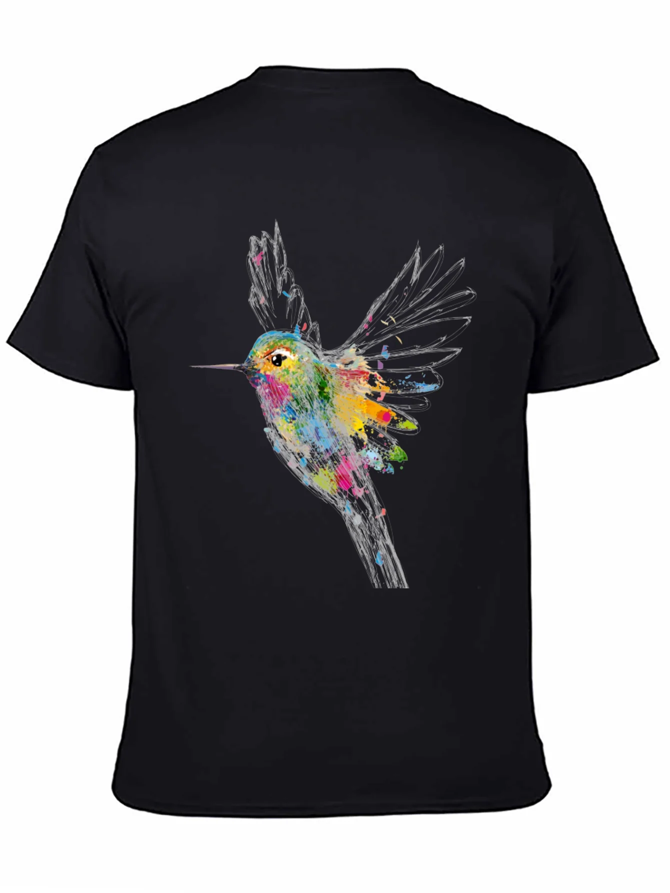 Hummingbird Graphic Print Black T-Shirt
