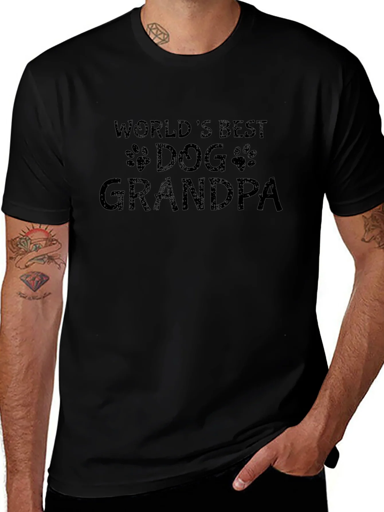 Worlds Best Dog Grandpa Black T-Shirt
