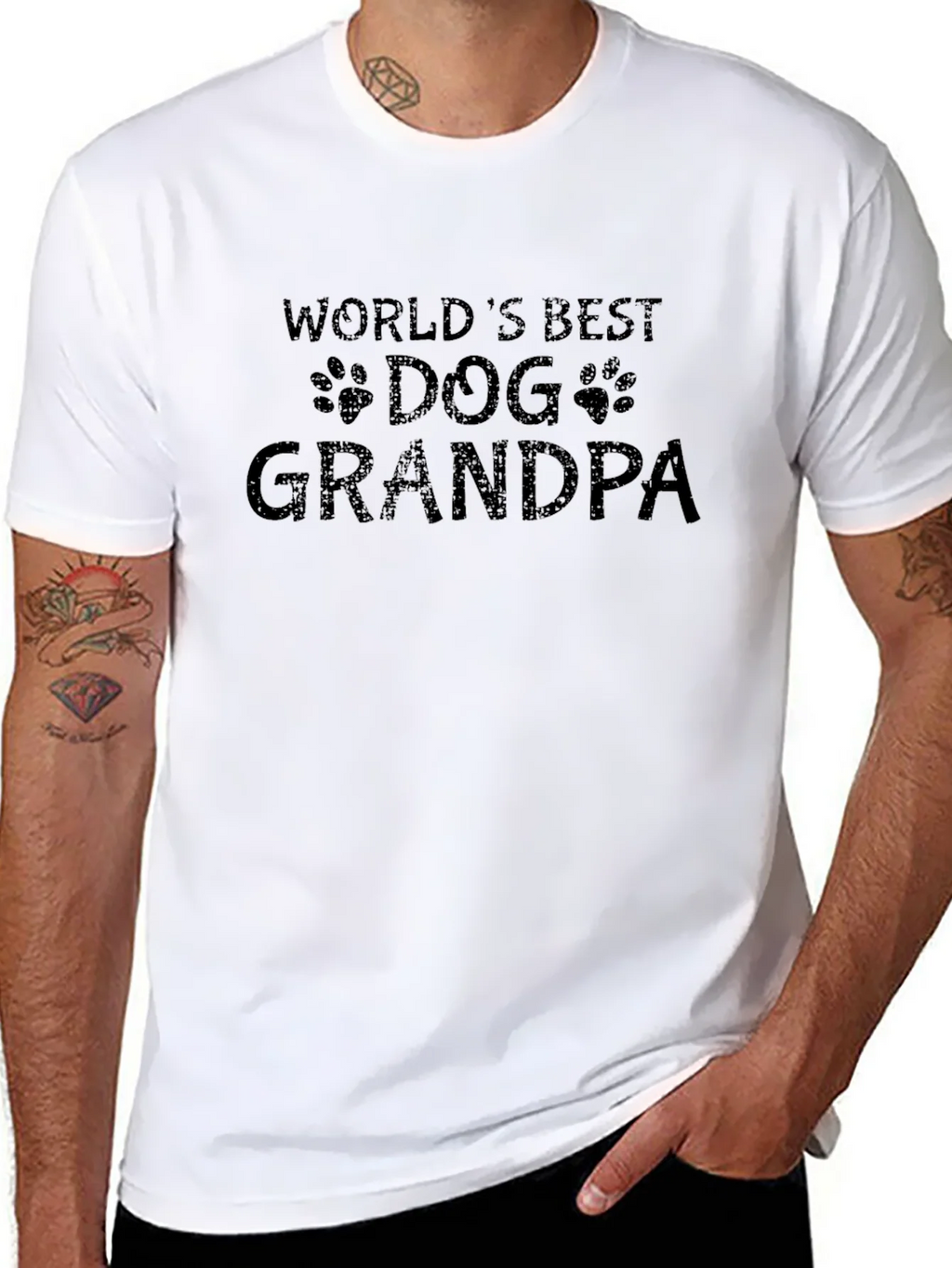 Worlds Best Dog Grandpa Black T-Shirt