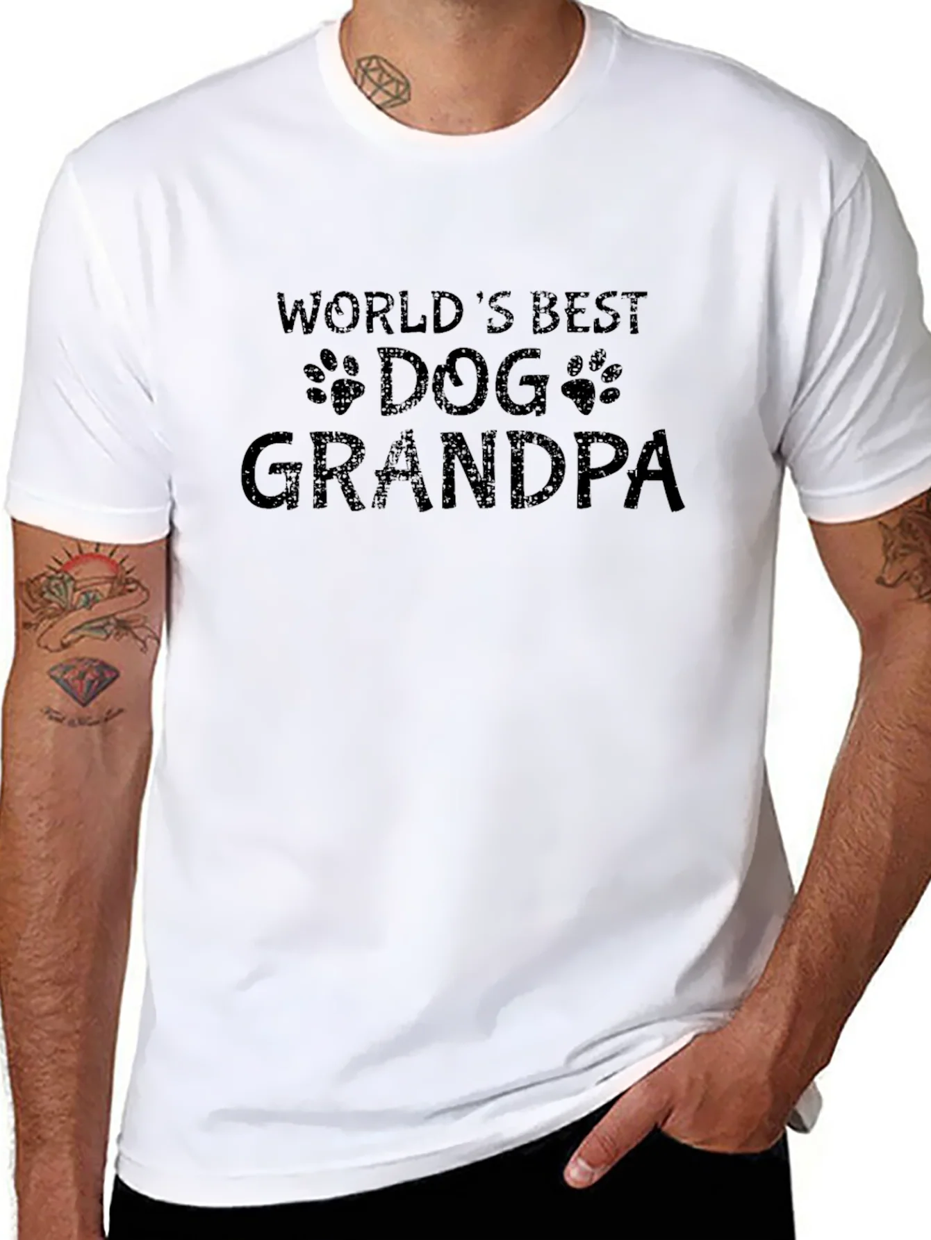 Worlds Best Dog Grandpa Black T-Shirt